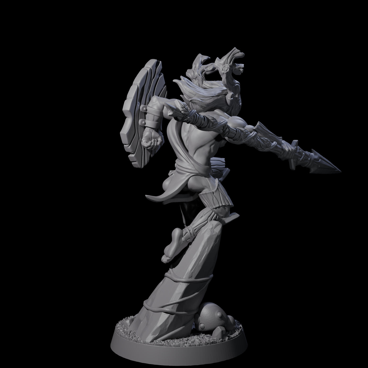 Diving Wood Elf Barbarian Miniature for Dungeons and Dragons, Pathfinder or other TTRPGs