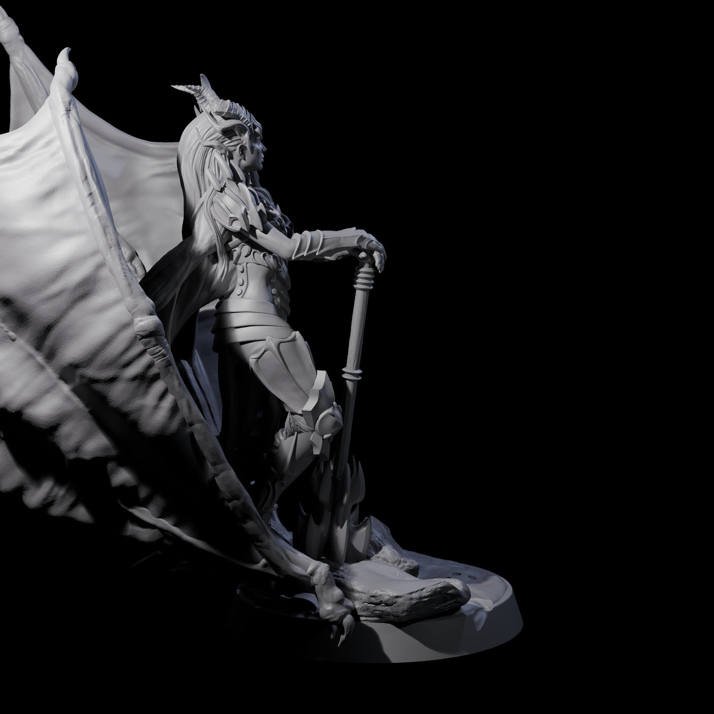 Draconic Fighter Miniature for Dungeons and Dragons, Pathfinder or other TTRPGs