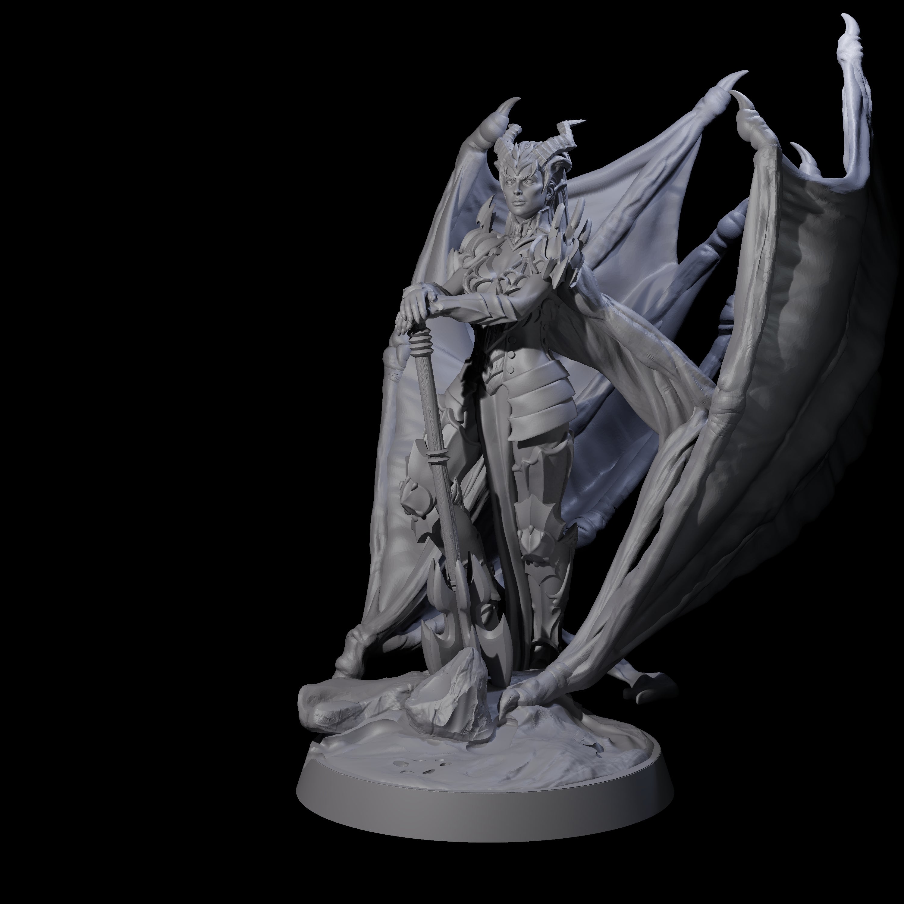 Draconic Fighter Miniature for Dungeons and Dragons, Pathfinder or other TTRPGs