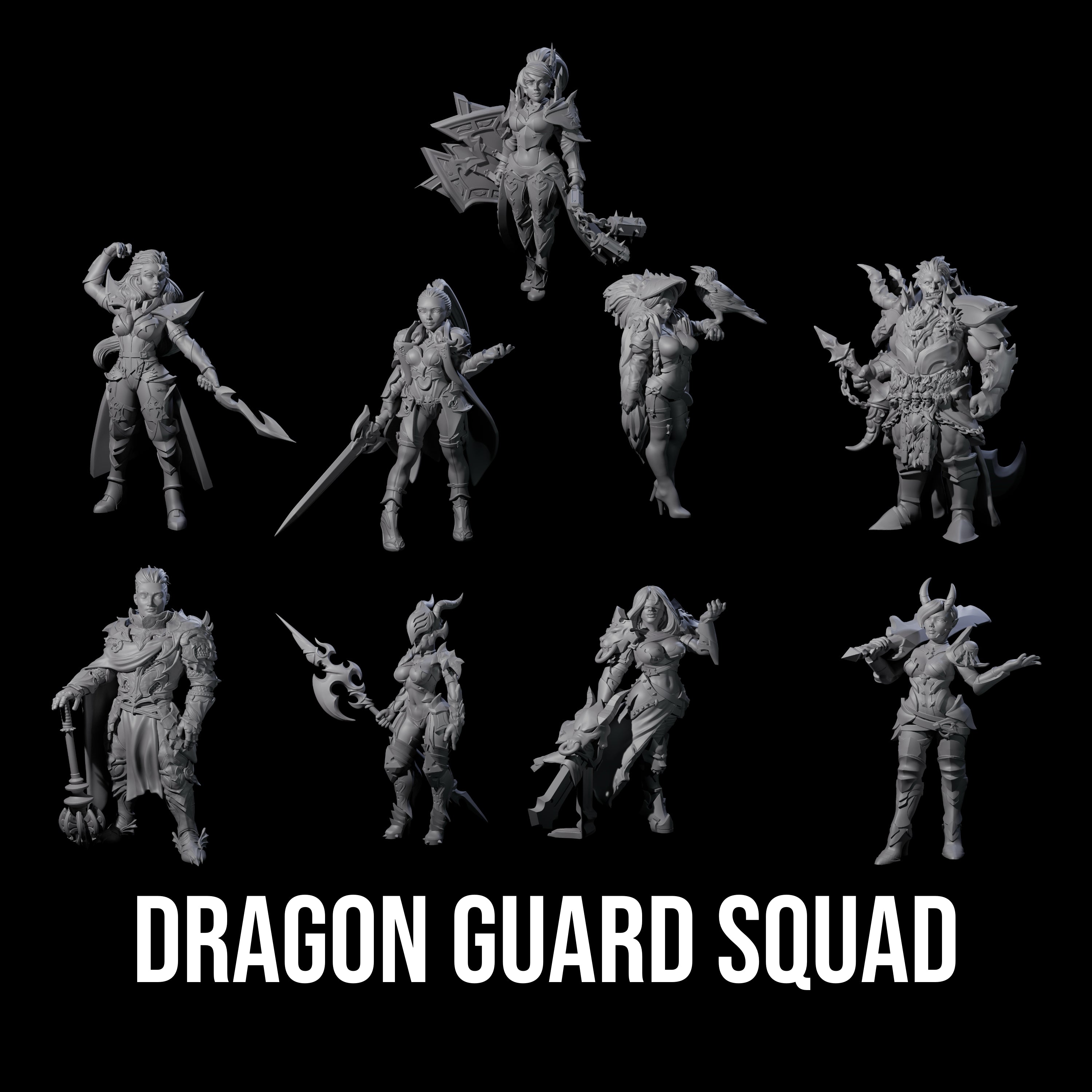 Dragon Guard Squad Miniature for Dungeons and Dragons, Pathfinder or other TTRPGs
