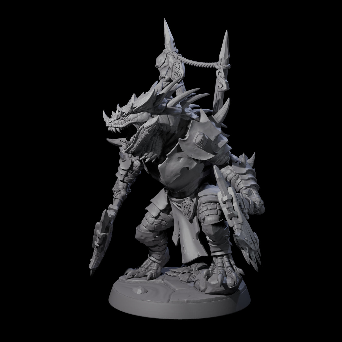 Duel Axe Lizardfolk Warrior Miniature for Dungeons and Dragons, Pathfinder or other TTRPGs
