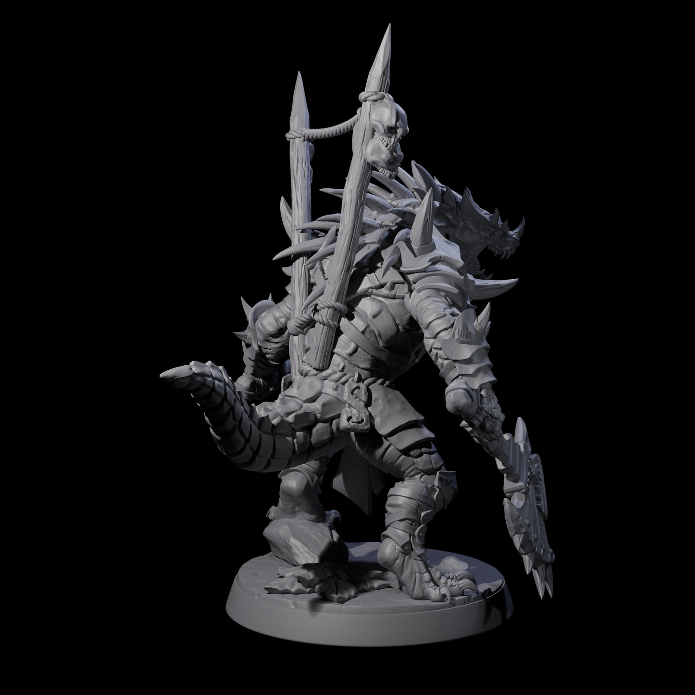 Duel Axe Lizardfolk Warrior Miniature for Dungeons and Dragons, Pathfinder or other TTRPGs