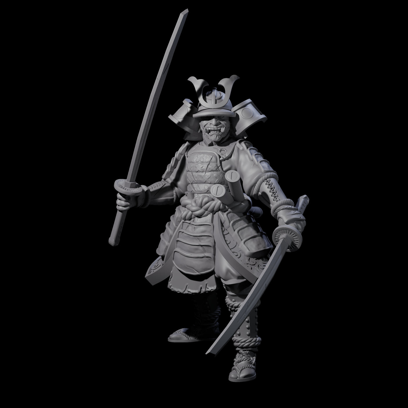 Duel Sword Wielding Samurai Miniature for Dungeons and Dragons, Pathfinder or other TTRPGs