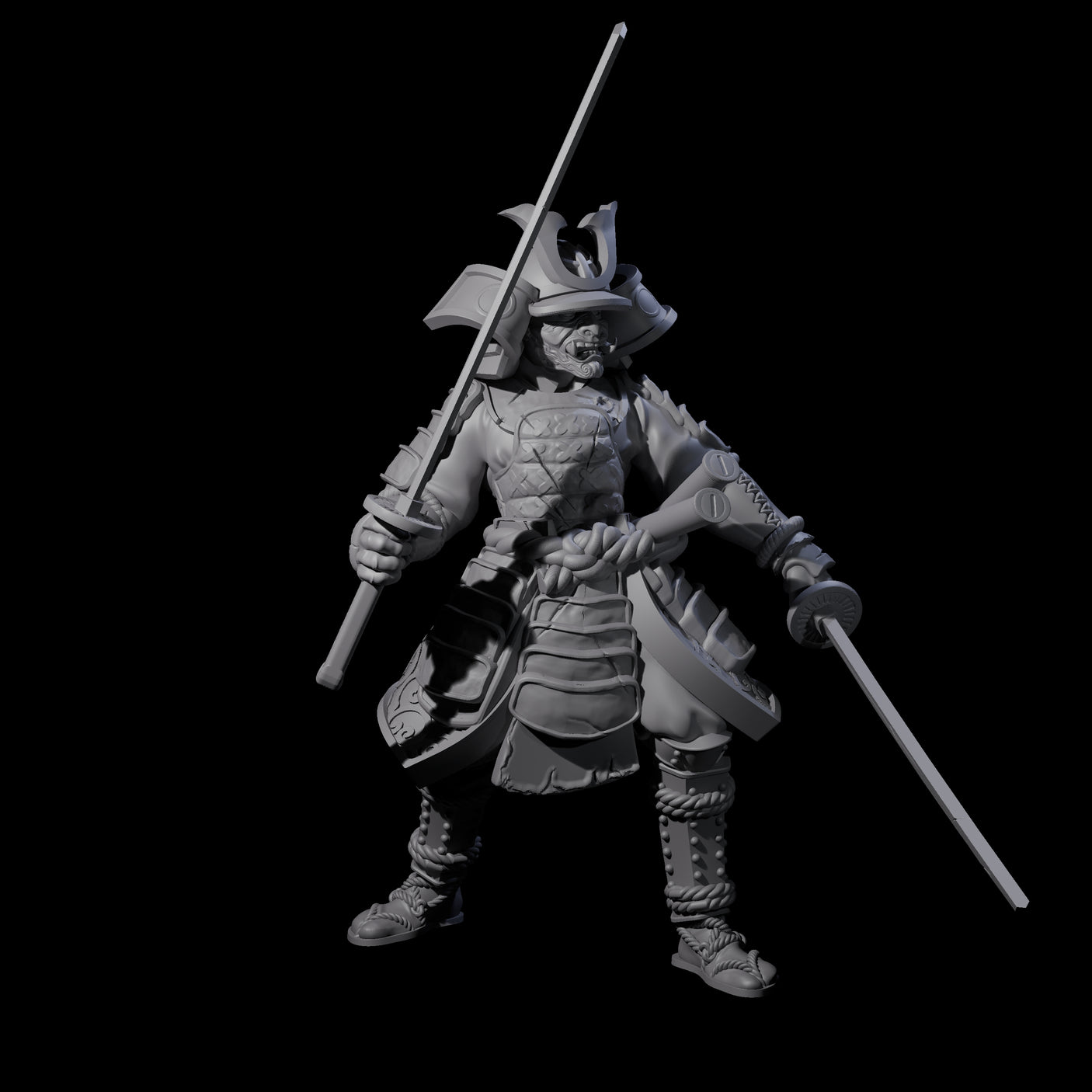 Duel Sword Wielding Samurai Miniature for Dungeons and Dragons, Pathfinder or other TTRPGs