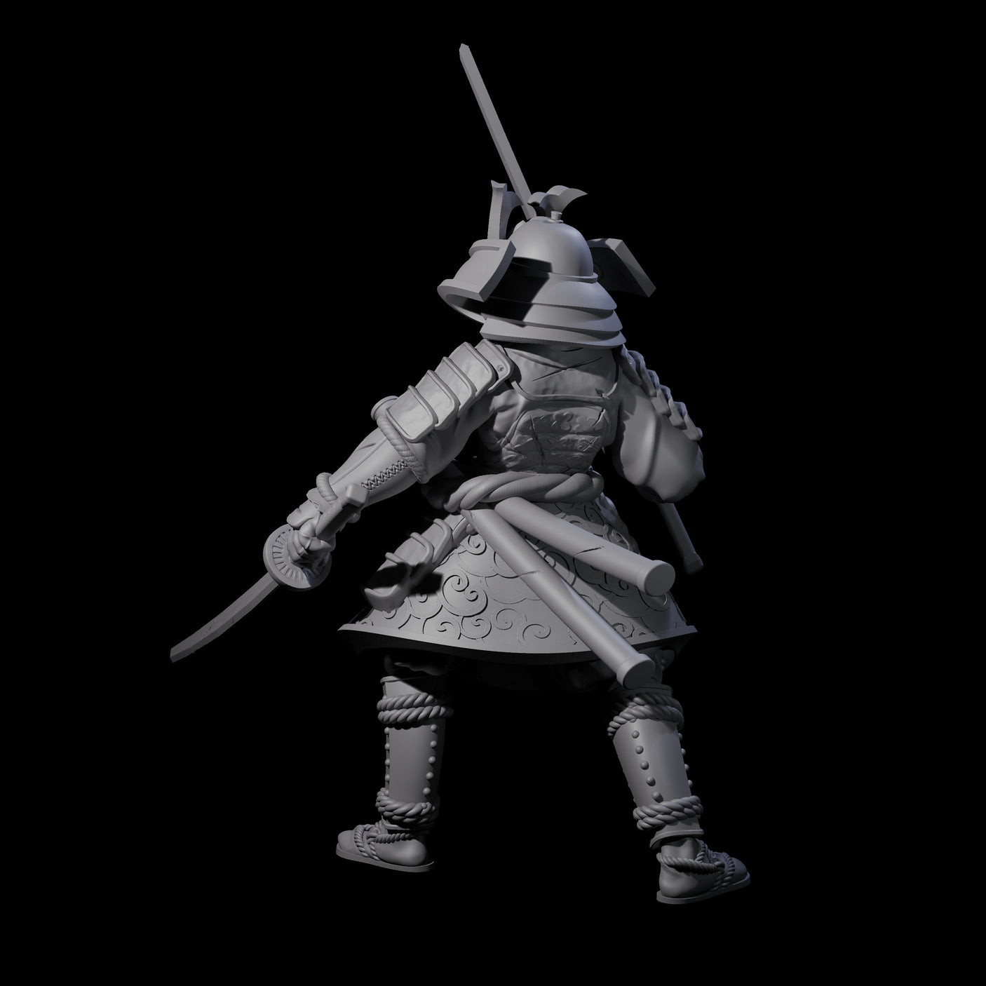 Duel Sword Wielding Samurai Miniature for Dungeons and Dragons, Pathfinder or other TTRPGs