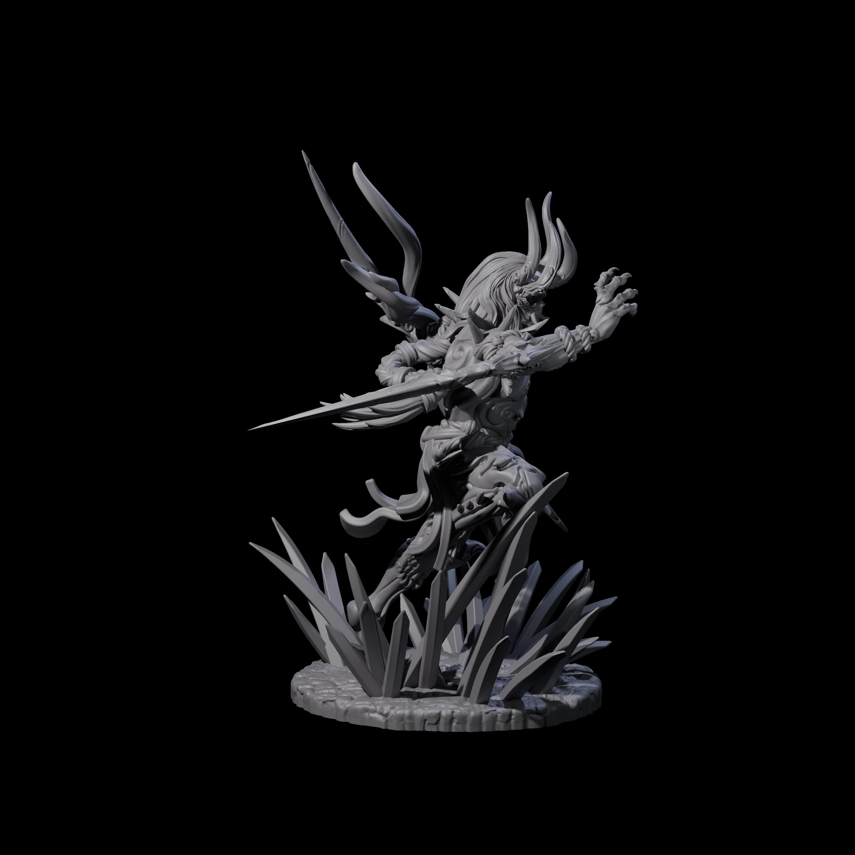 Dueling Yaksha Demon Miniature for Dungeons and Dragons, Pathfinder or other TTRPGs