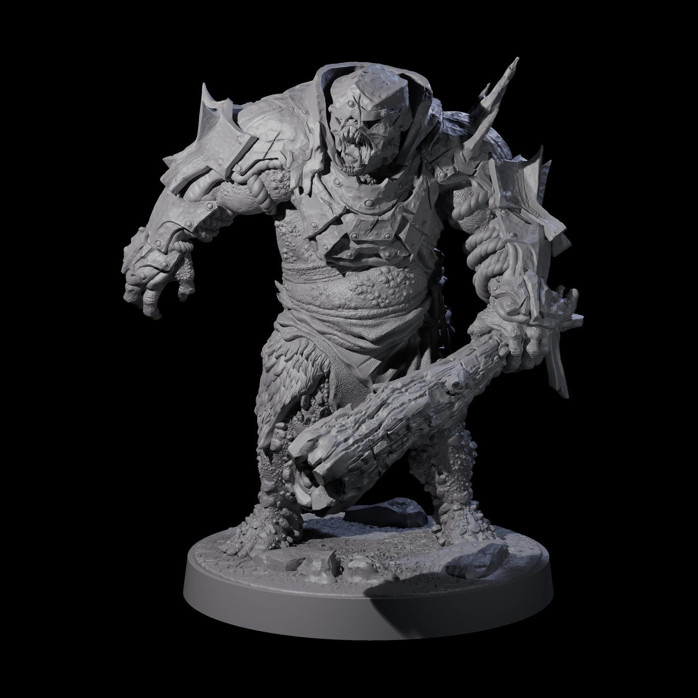 Dumb Spiky Ogre Warrior A Miniature for Dungeons and Dragons, Pathfinder or other TTRPGs