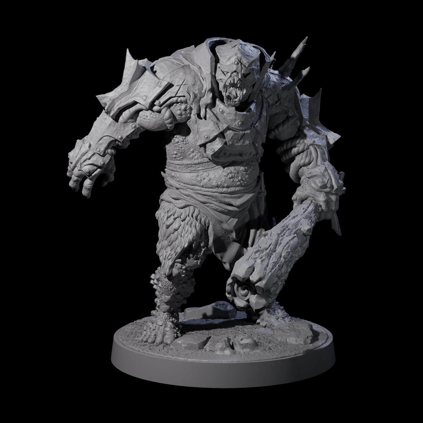 Dumb Spiky Ogre Warrior A Miniature for Dungeons and Dragons, Pathfinder or other TTRPGs