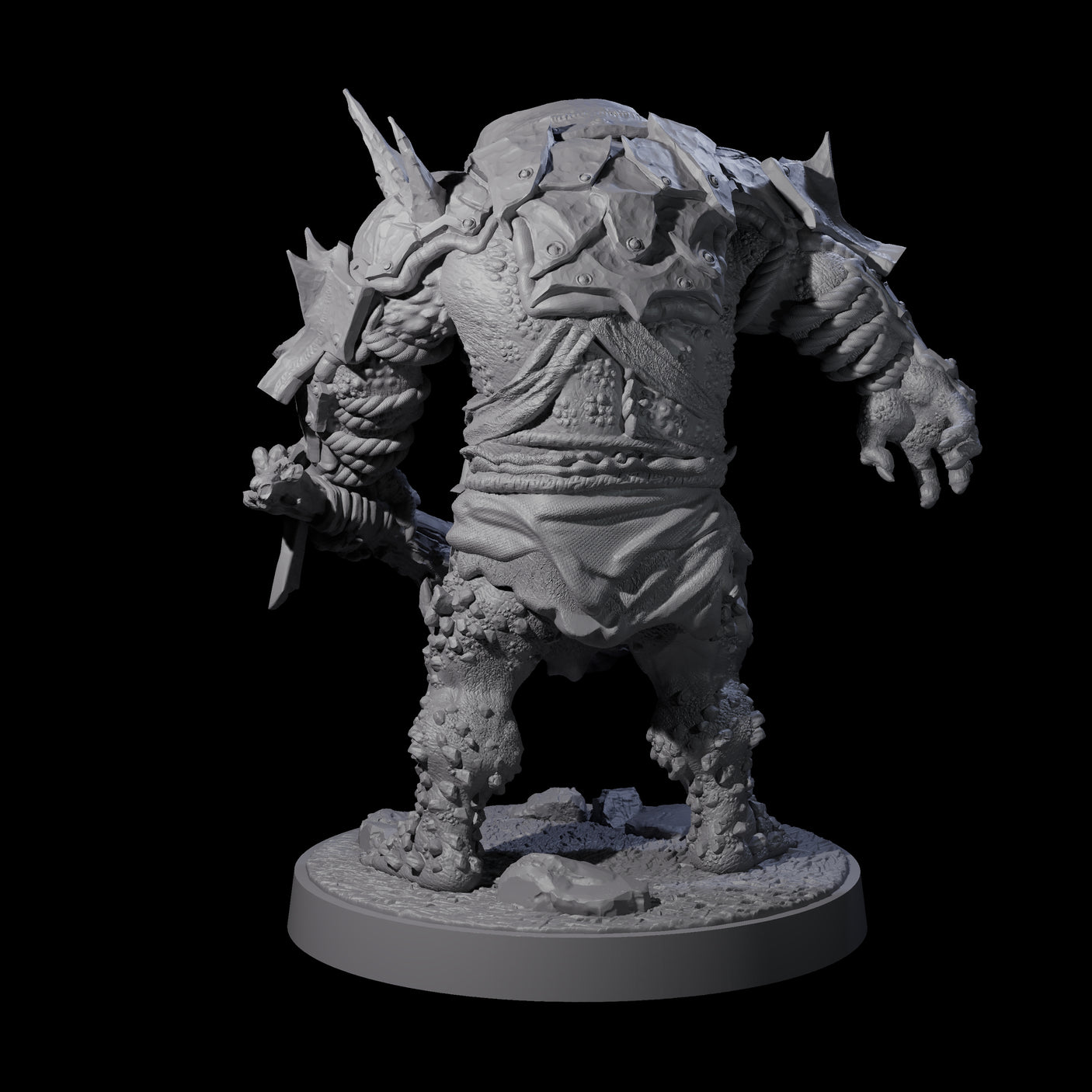 Dumb Spiky Ogre Warrior A Miniature for Dungeons and Dragons, Pathfinder or other TTRPGs