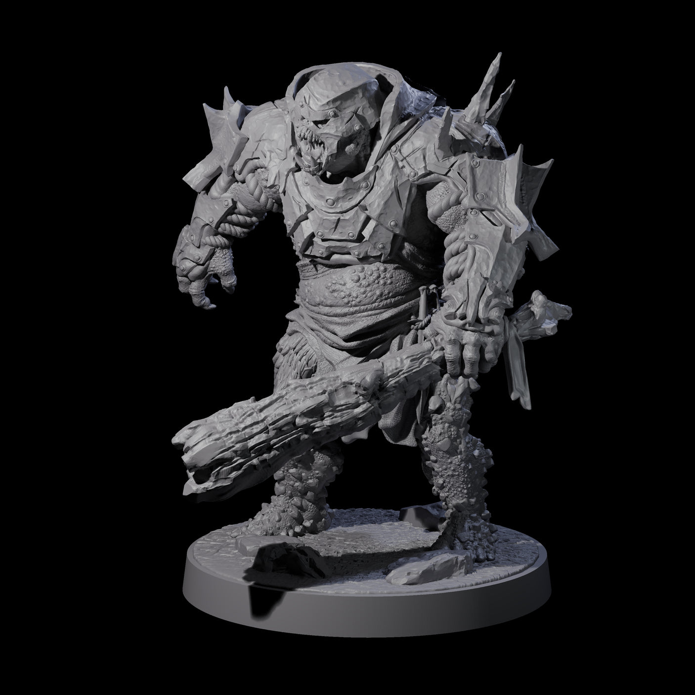 Dumb Spiky Ogre Warrior A Miniature for Dungeons and Dragons, Pathfinder or other TTRPGs