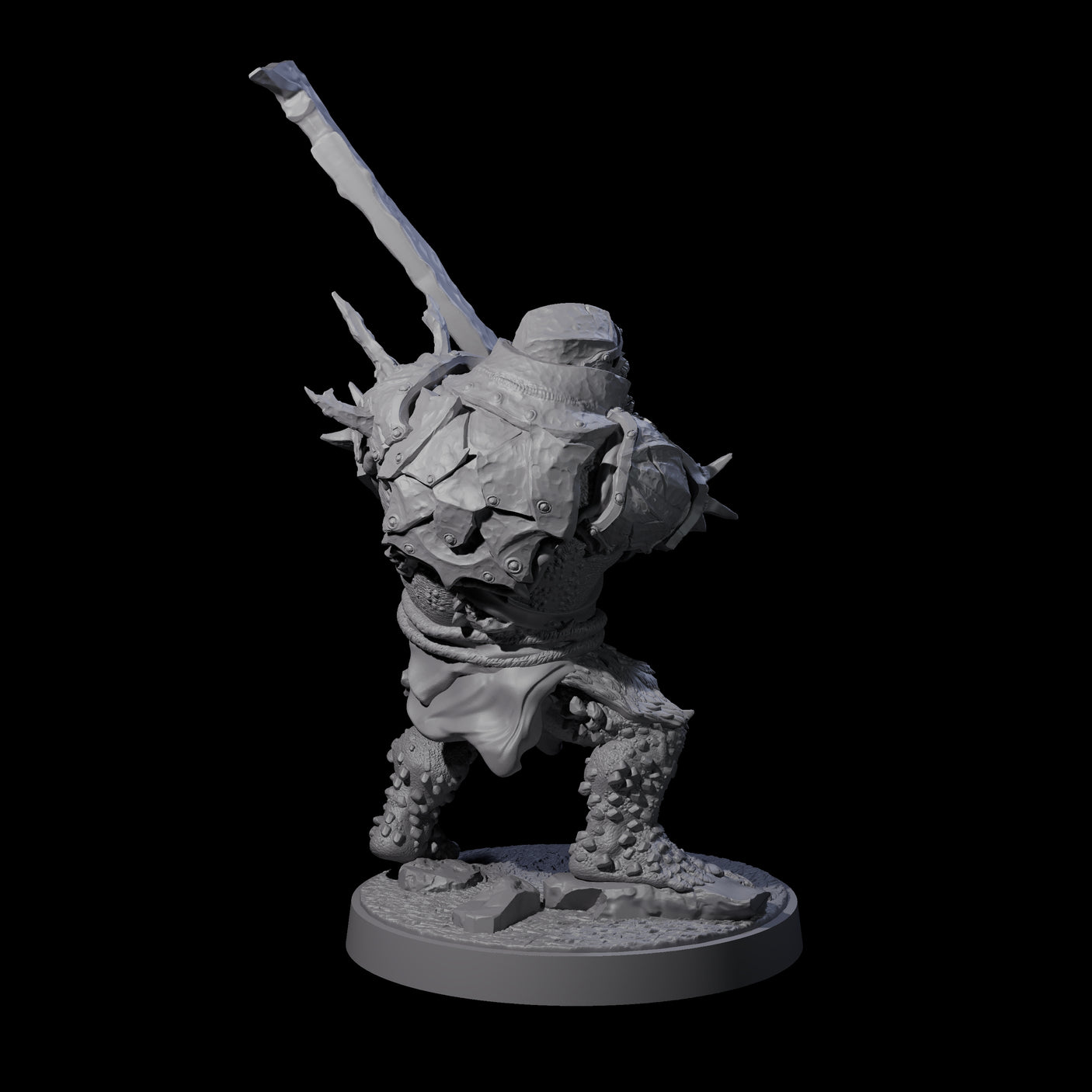 Dumb Spiky Ogre Warrior B Miniature for Dungeons and Dragons, Pathfinder or other TTRPGs