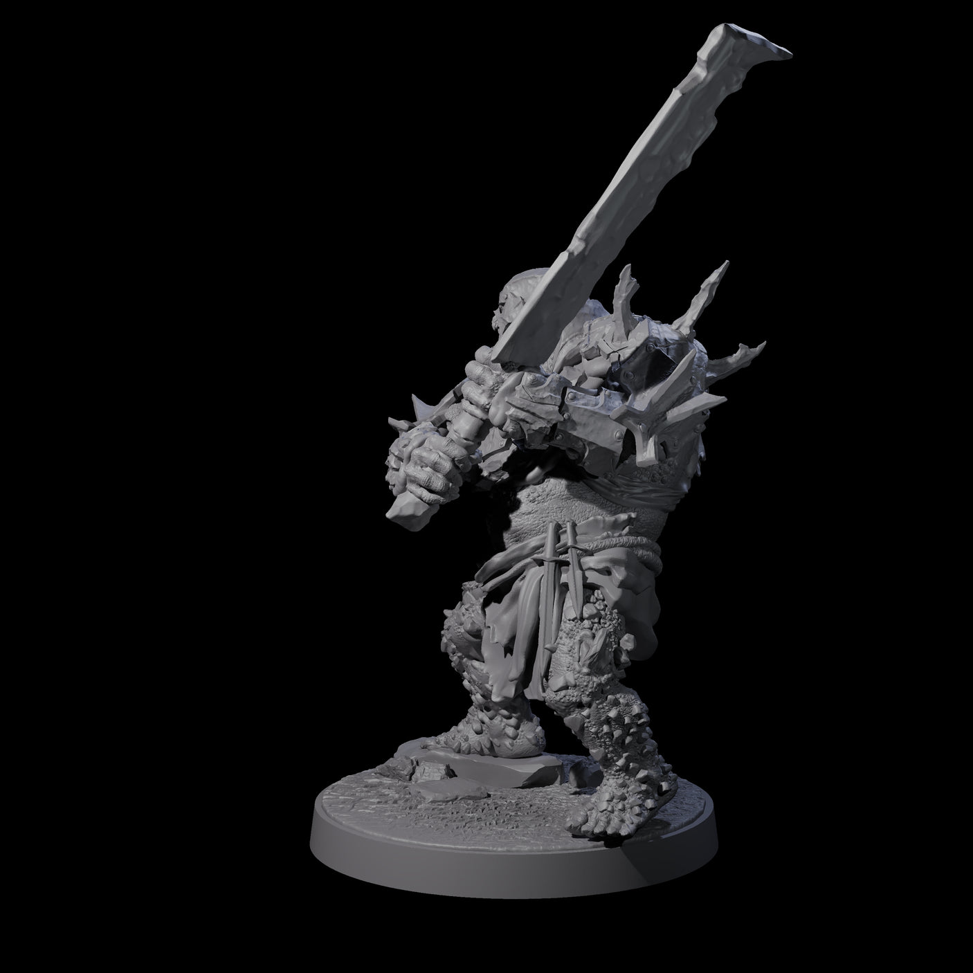 Dumb Spiky Ogre Warrior B Miniature for Dungeons and Dragons, Pathfinder or other TTRPGs