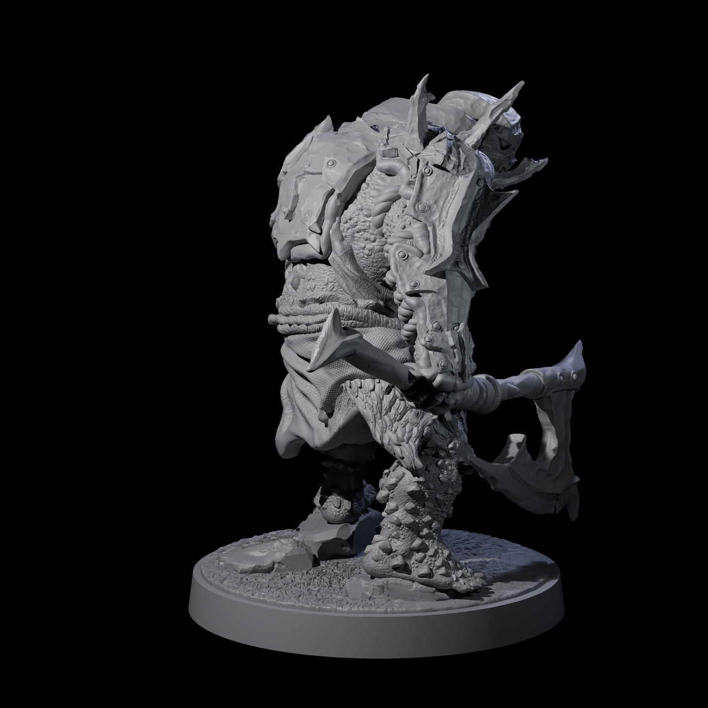 Dumb Spiky Ogre Warrior C Miniature for Dungeons and Dragons, Pathfinder or other TTRPGs