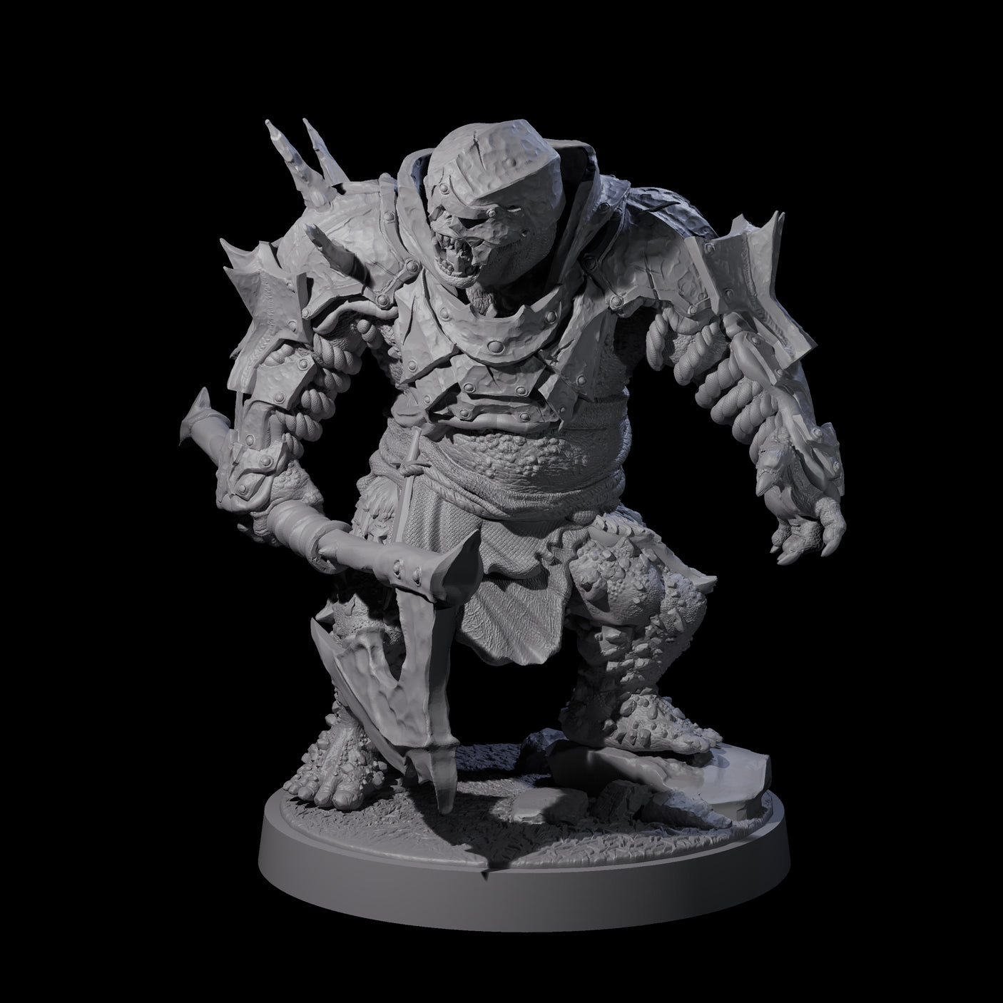 Dumb Spiky Ogre Warrior C Miniature for Dungeons and Dragons, Pathfinder or other TTRPGs