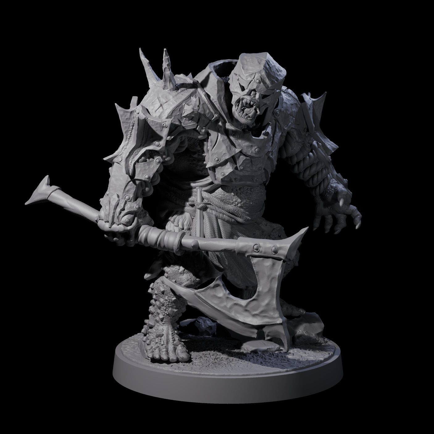 Dumb Spiky Ogre Warrior C Miniature for Dungeons and Dragons, Pathfinder or other TTRPGs