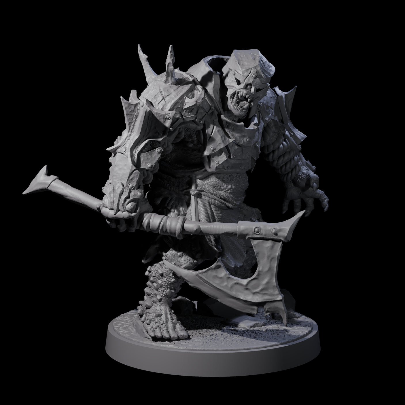 Dumb Spiky Ogre Warriors Miniature for Dungeons and Dragons, Pathfinder or other TTRPGs