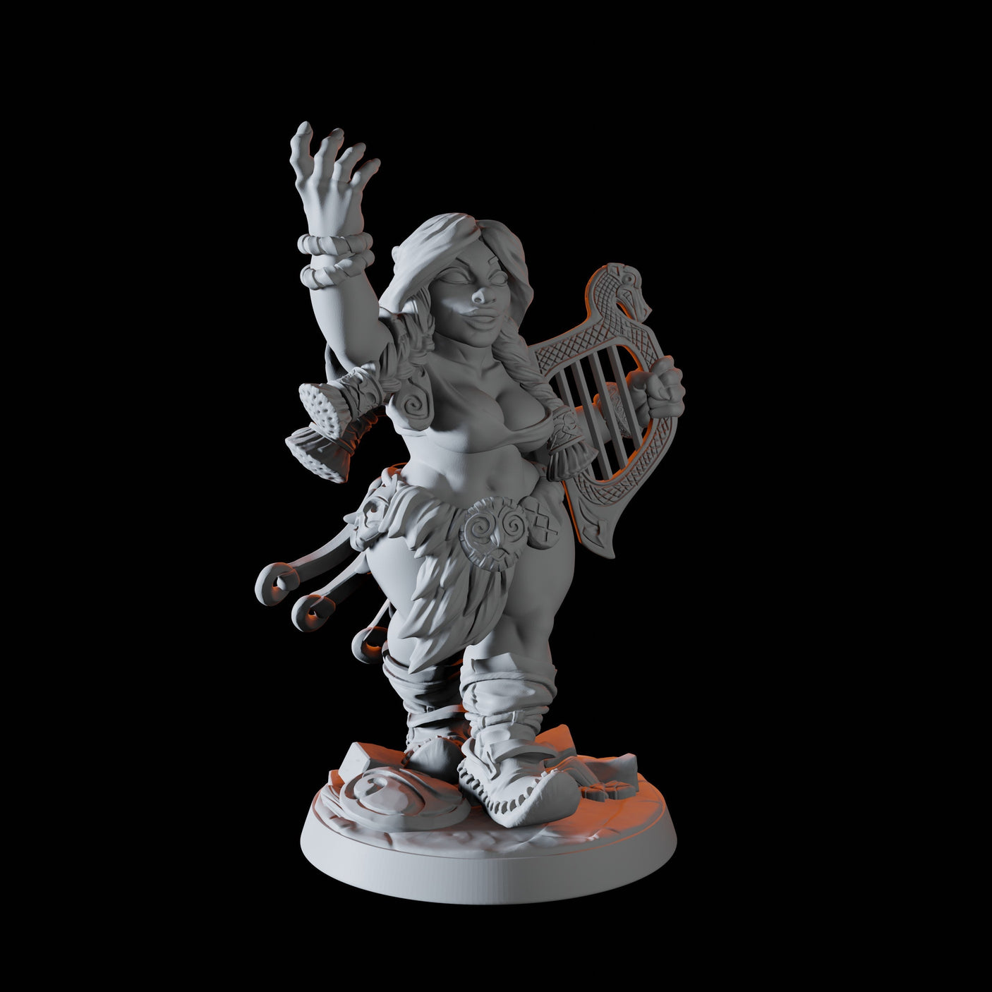 Dwarf Bard Pin-up Miniature for Dungeons and Dragons, Pathfinder or other TTRPGs