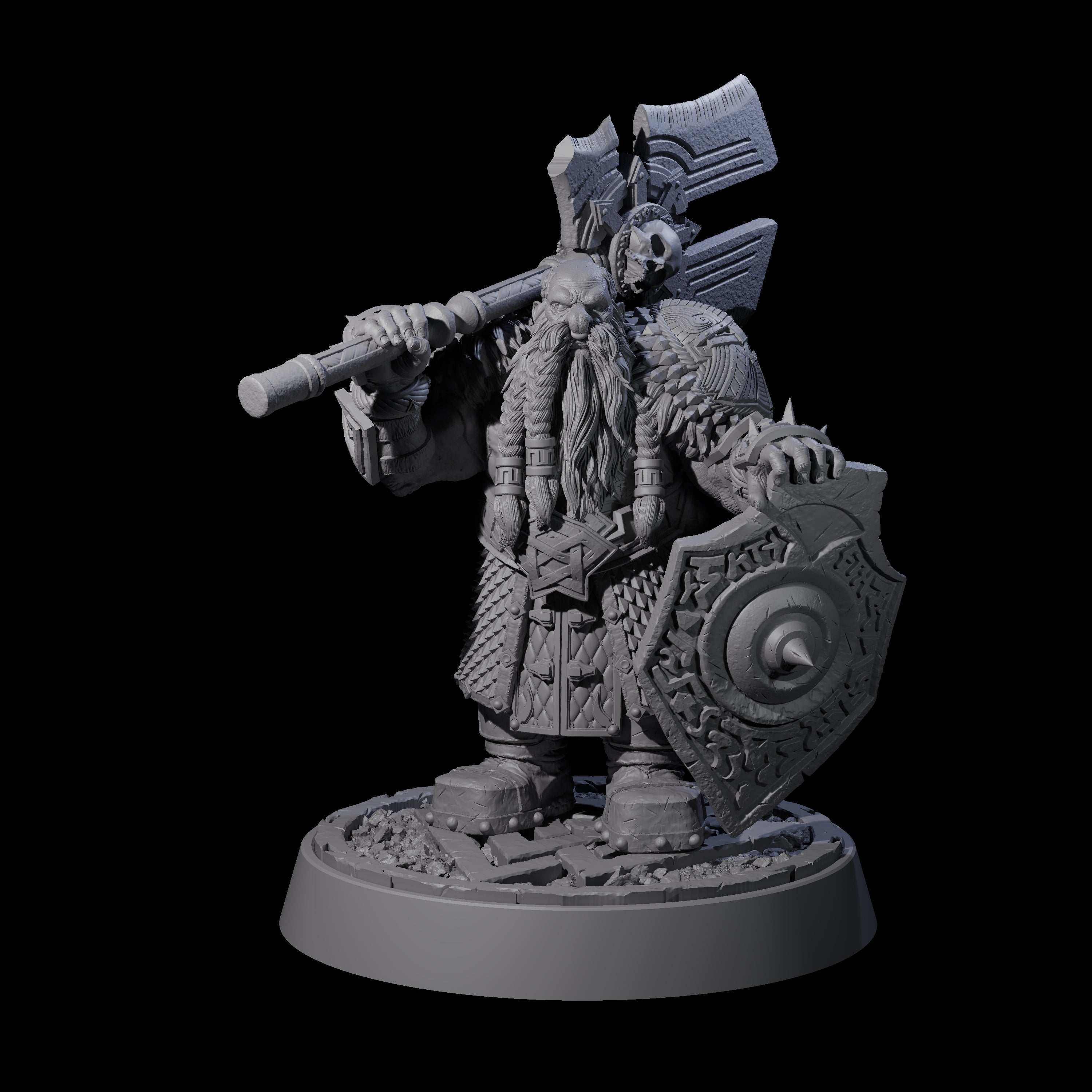 Dwarf Death Paladin C Miniature for Dungeons and Dragons, Pathfinder or other TTRPGs