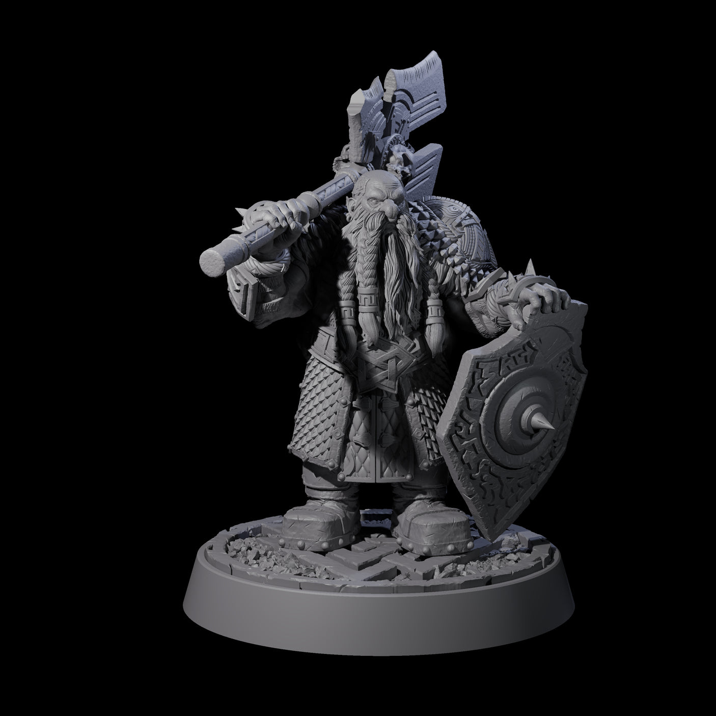 Dwarf Death Paladin C Miniature for Dungeons and Dragons, Pathfinder or other TTRPGs