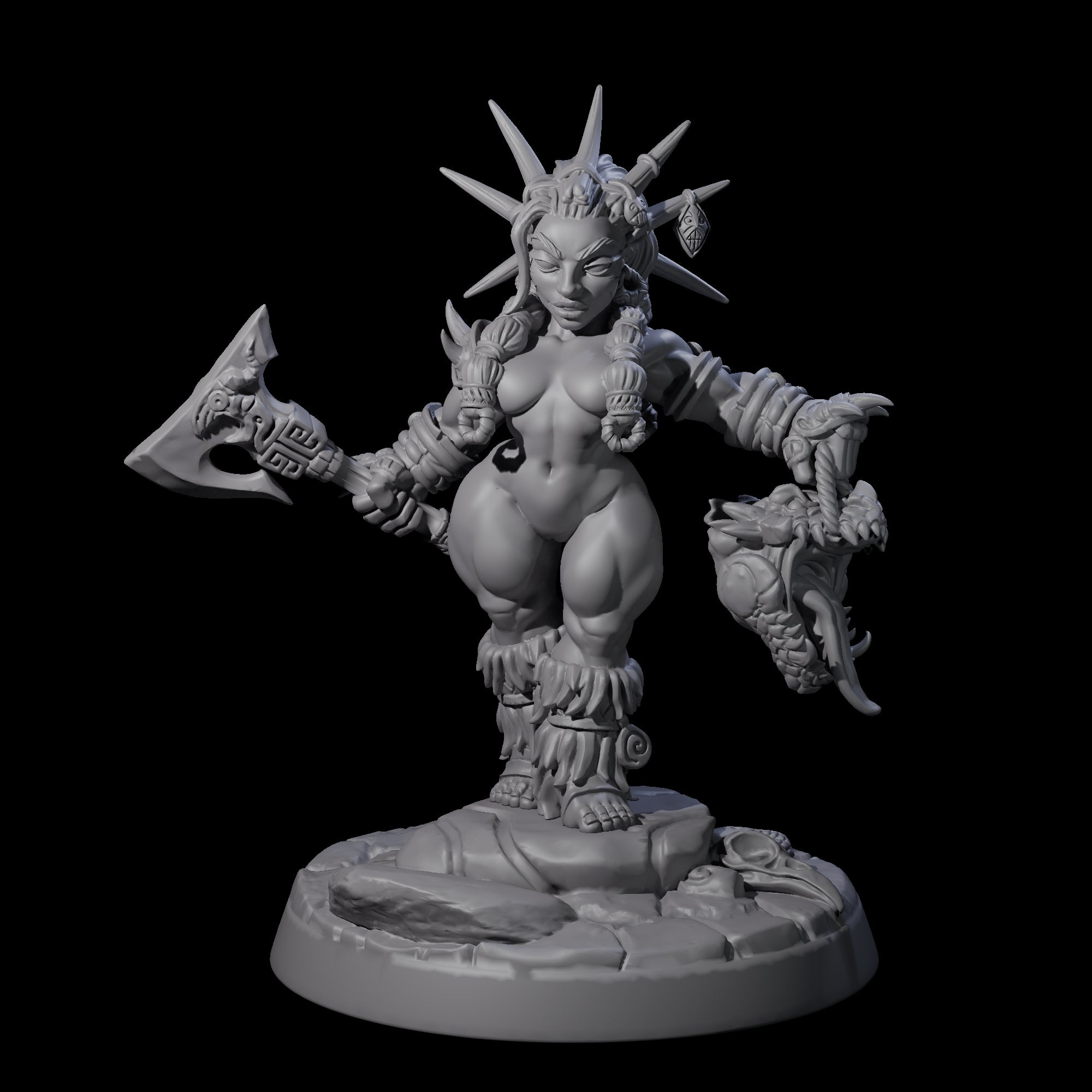 Dwarf Huntress Pin-up Miniature for Dungeons and Dragons, Pathfinder or other TTRPGs