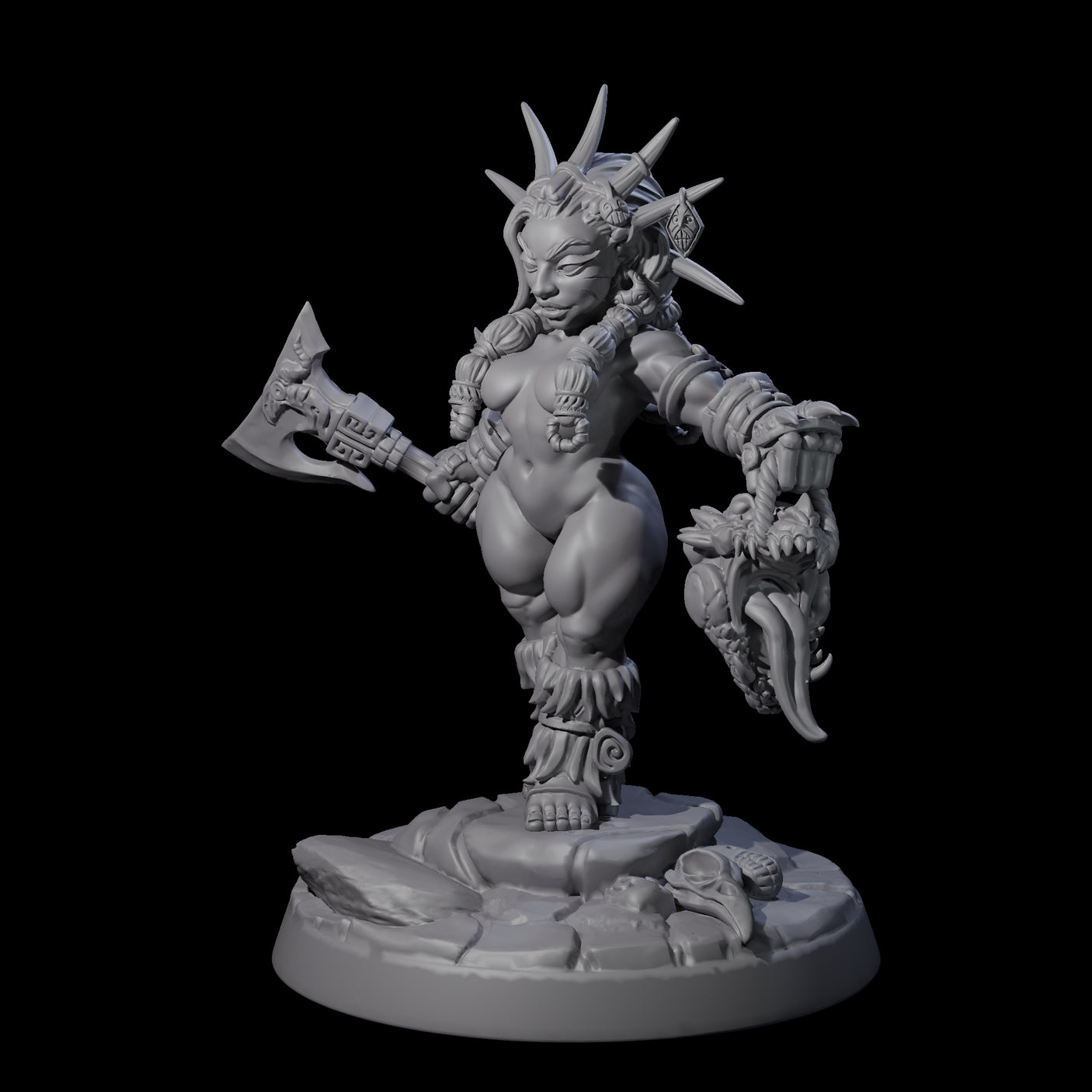 Dwarf Huntress Pin-up Miniature for Dungeons and Dragons, Pathfinder or other TTRPGs