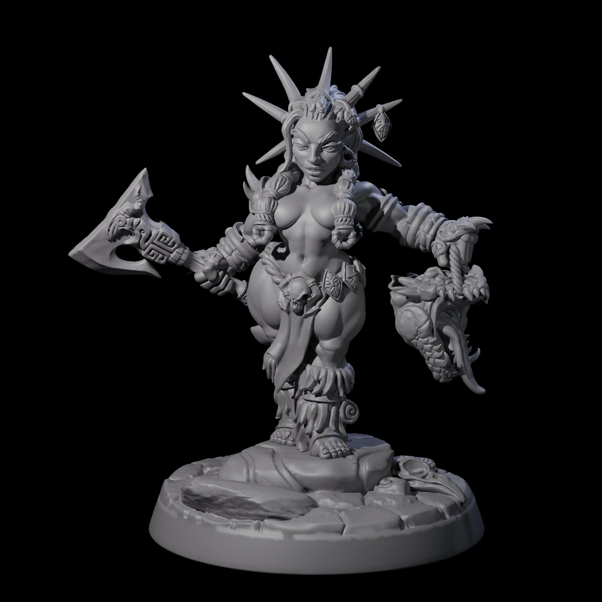 Dwarf Huntress Pin-up Miniature for Dungeons and Dragons, Pathfinder or other TTRPGs