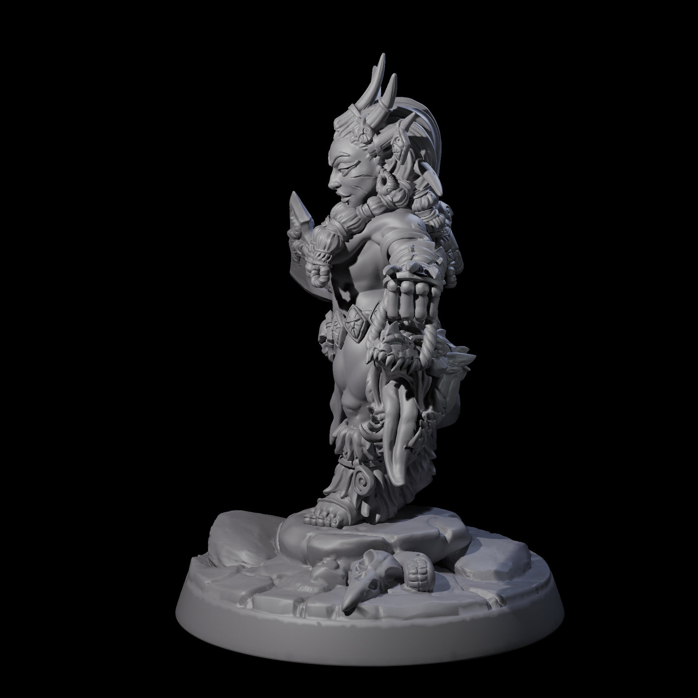 Dwarf Huntress Pin-up Miniature for Dungeons and Dragons, Pathfinder or other TTRPGs