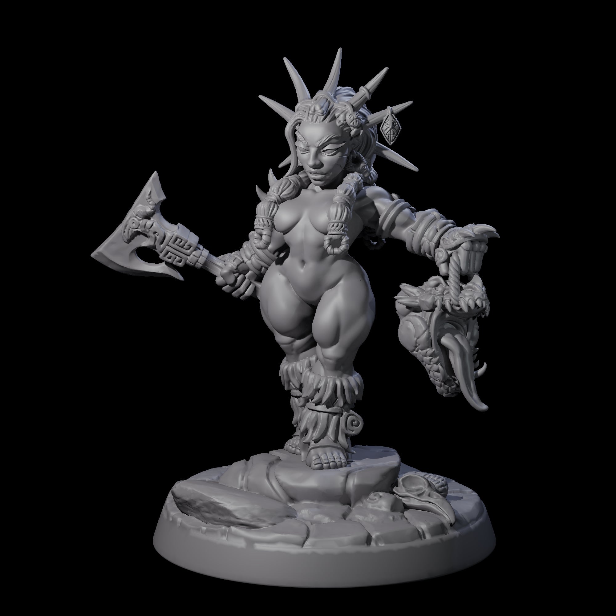 Dwarf Huntress Pin-up Miniature for Dungeons and Dragons, Pathfinder or other TTRPGs