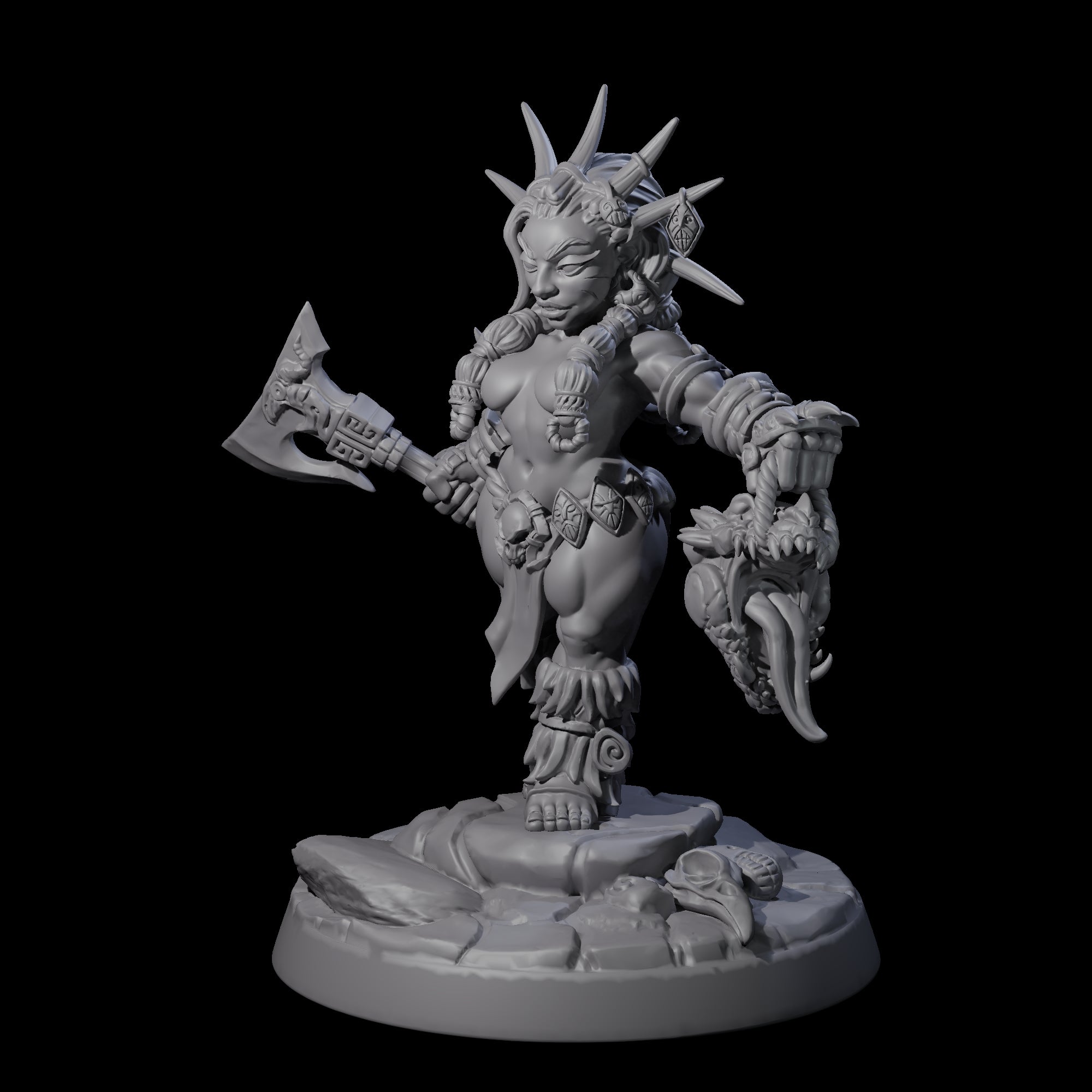 Dwarf Huntress Pin-up Miniature for Dungeons and Dragons, Pathfinder or other TTRPGs