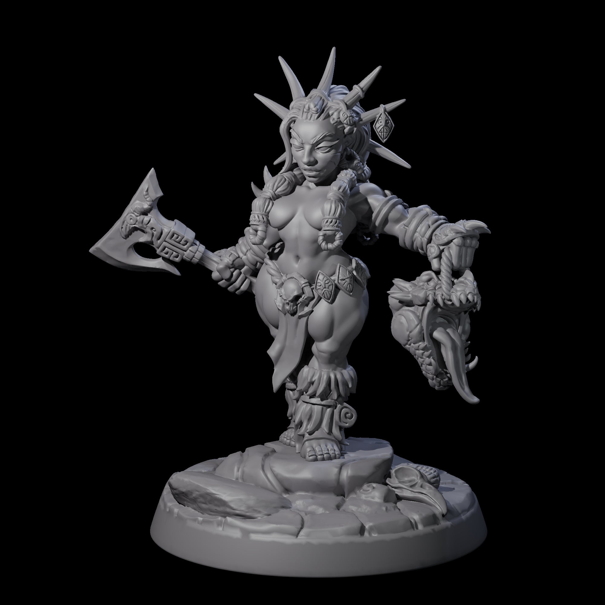 Dwarf Huntress Pin-up Miniature for Dungeons and Dragons, Pathfinder or other TTRPGs