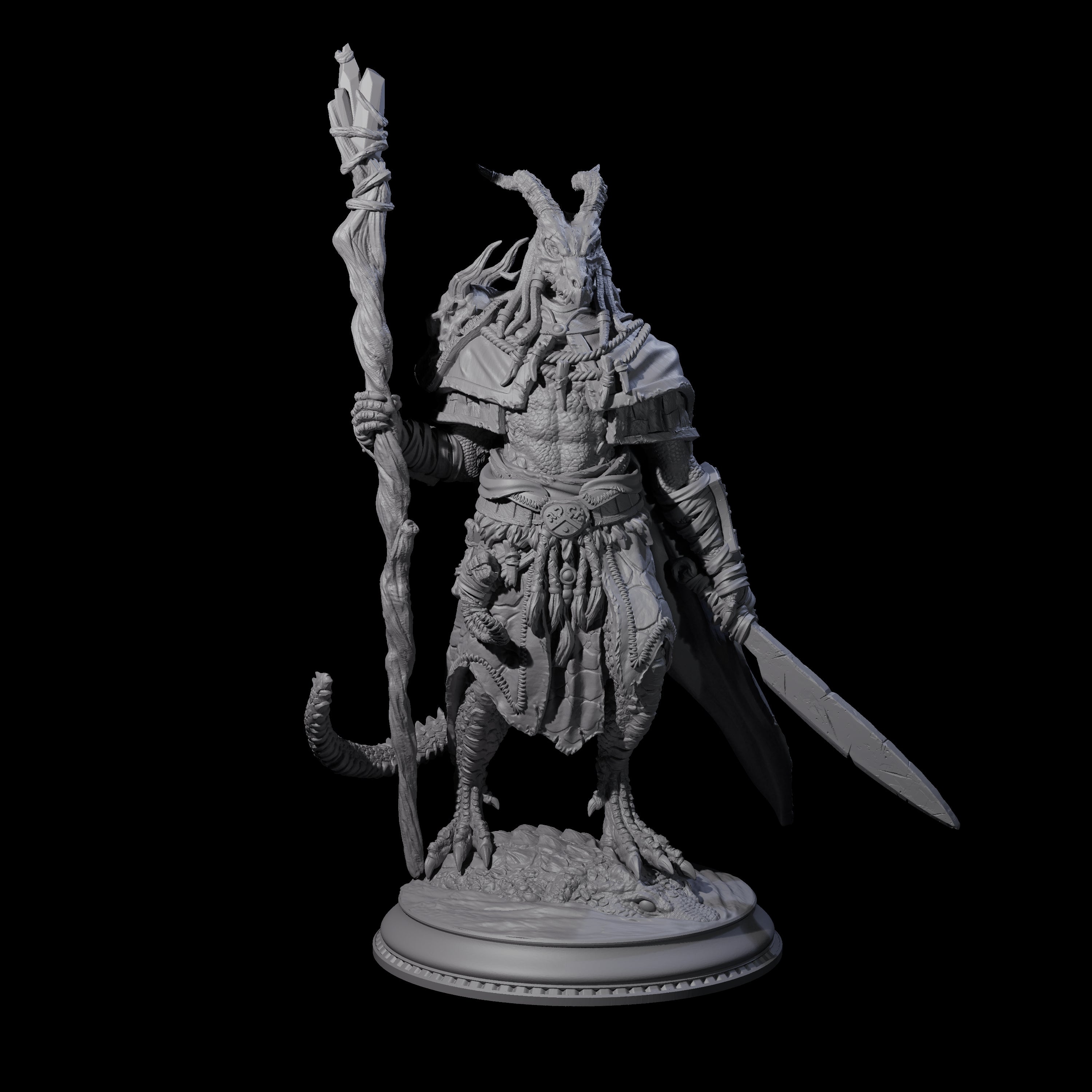 Earthy Dragonborn Druid Miniature for Dungeons and Dragons, Pathfinder or other TTRPGs