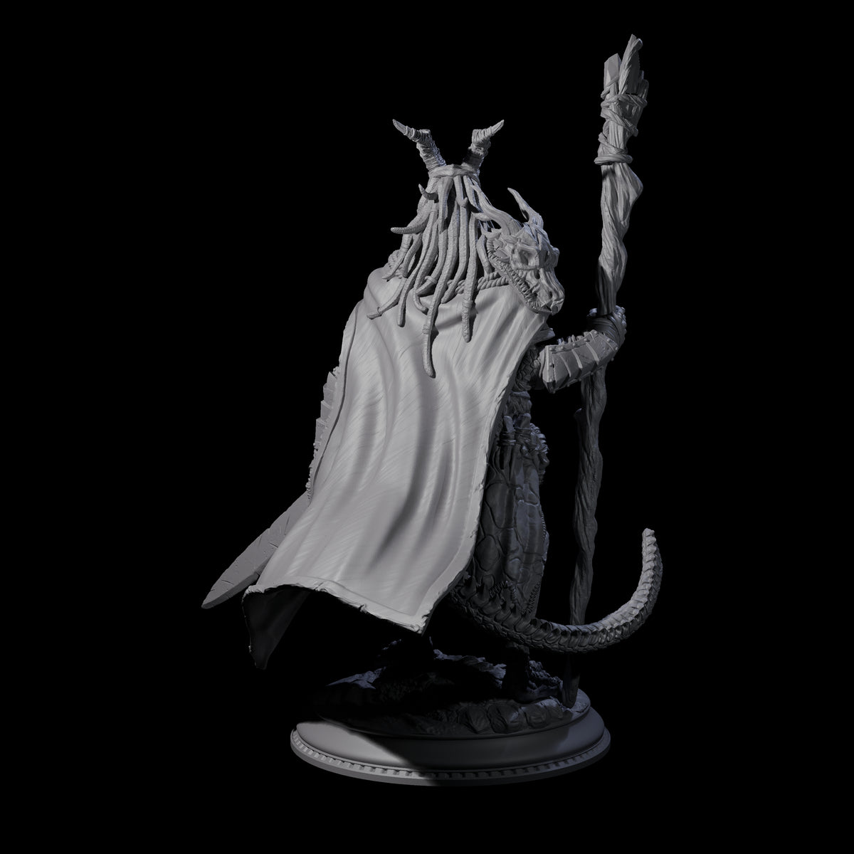 Earthy Dragonborn Druid Miniature for Dungeons and Dragons, Pathfinder or other TTRPGs