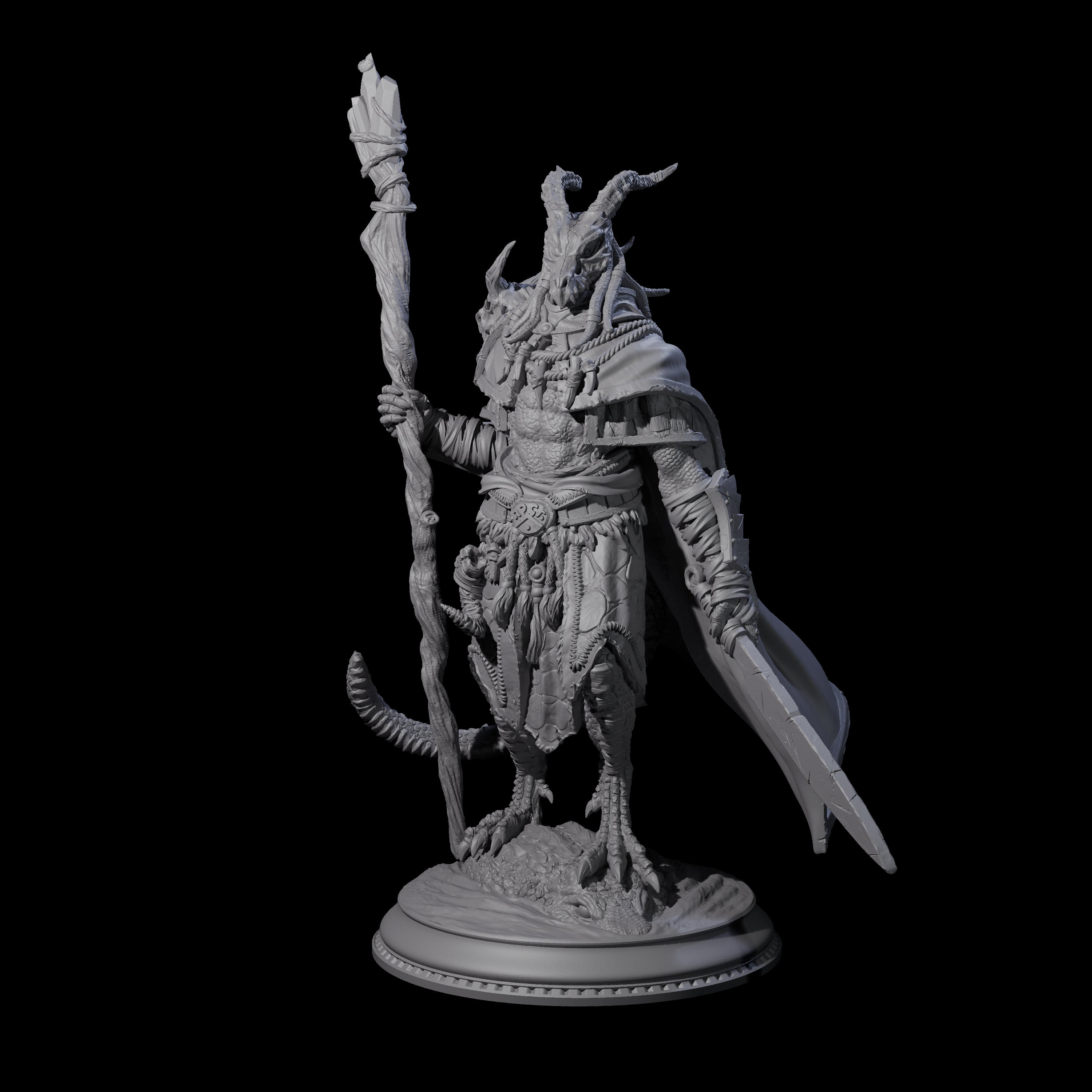 Earthy Dragonborn Druid Miniature for Dungeons and Dragons, Pathfinder or other TTRPGs