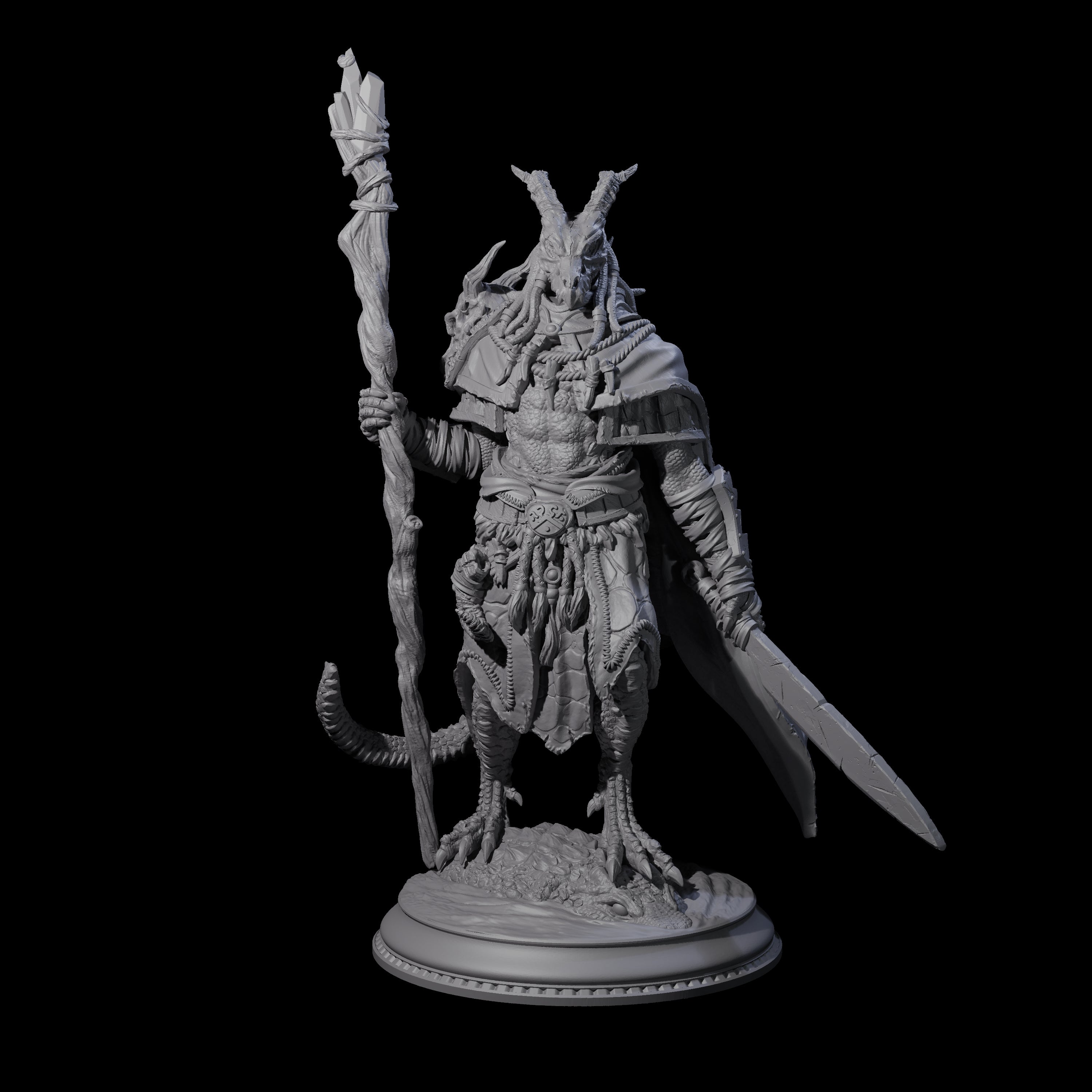 Earthy Dragonborn Druid Miniature for Dungeons and Dragons, Pathfinder or other TTRPGs
