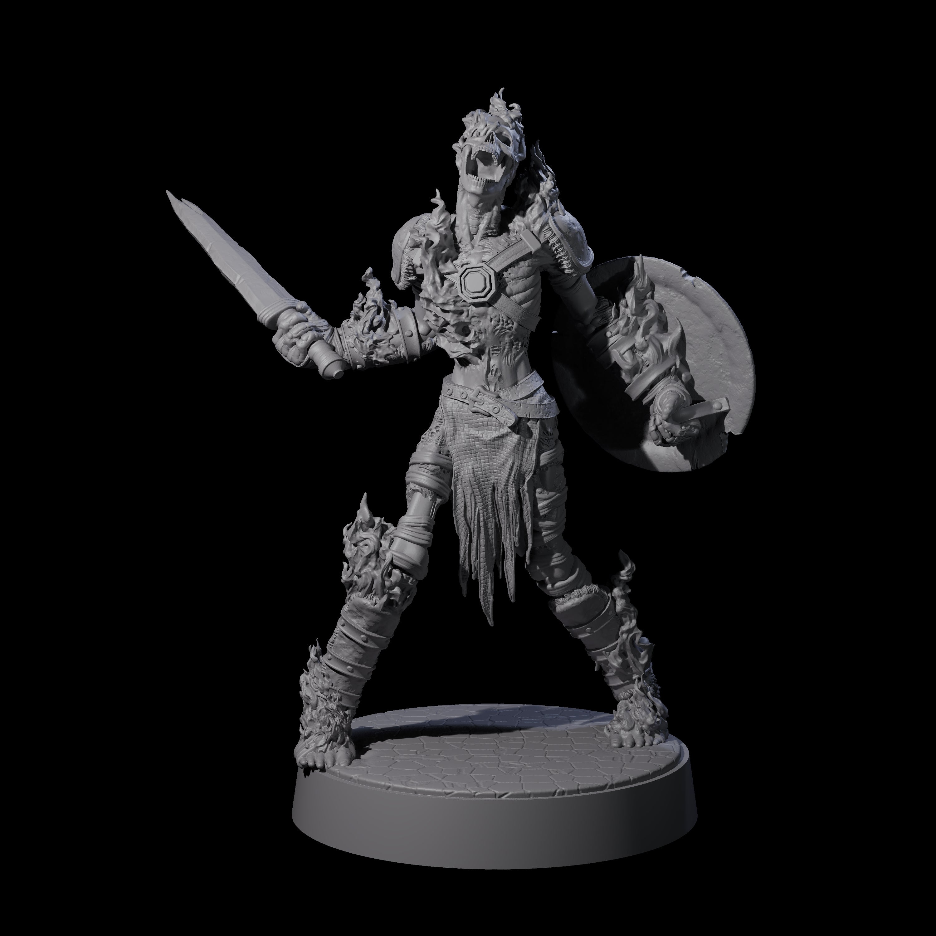Eight Ablaze Skeleton Thralls Miniature for Dungeons and Dragons, Pathfinder or other TTRPGs
