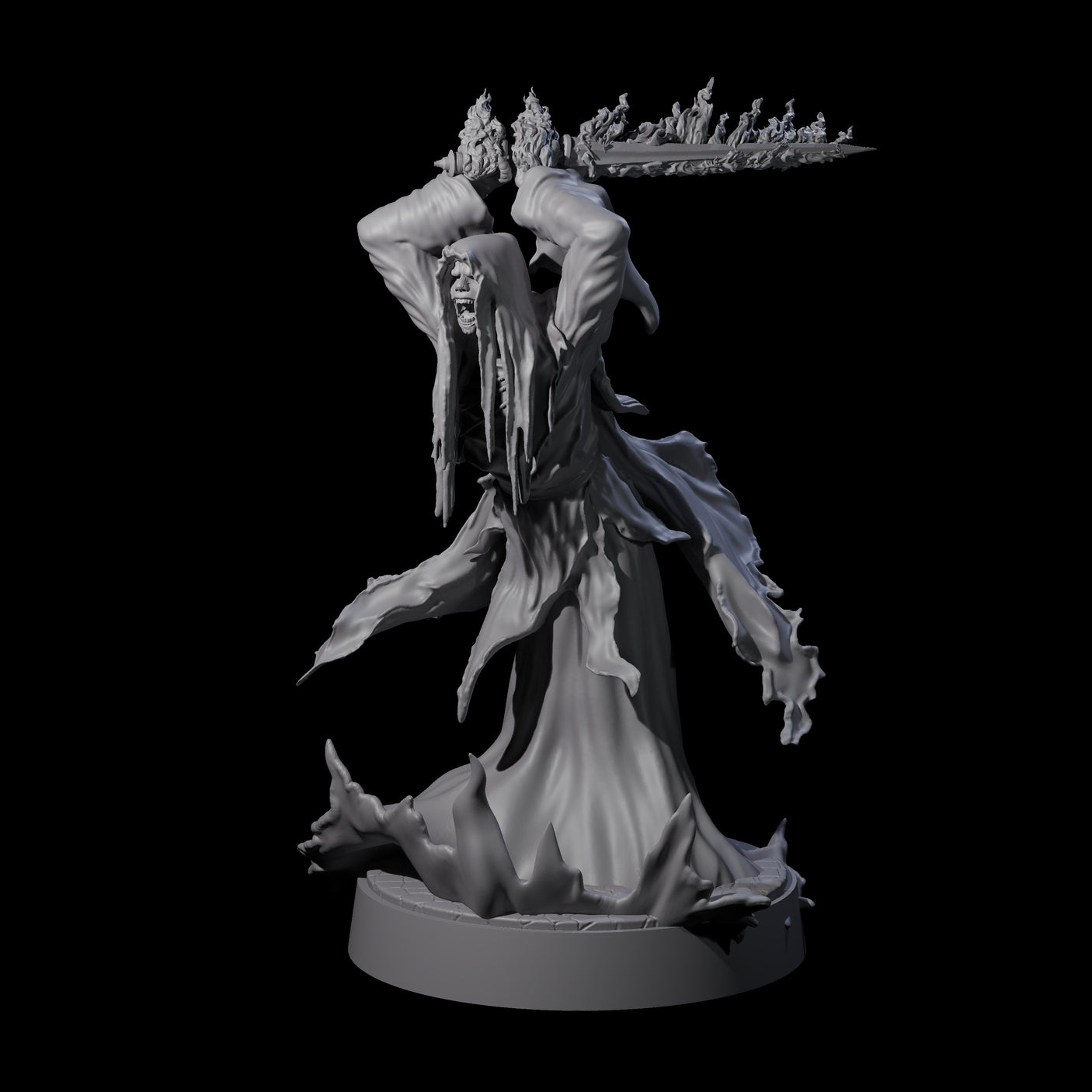 Eight Flaming Wraiths Miniature for Dungeons and Dragons, Pathfinder or other TTRPGs