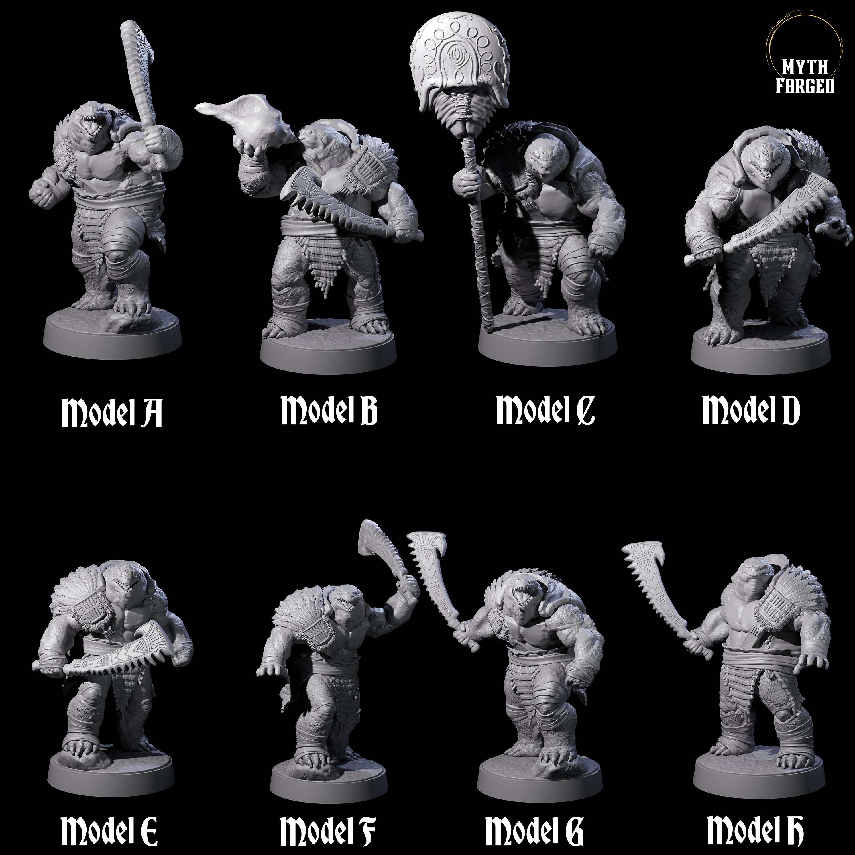 Eight Hulking Skum Brutes Miniature for Dungeons and Dragons, Pathfinder or other TTRPGs