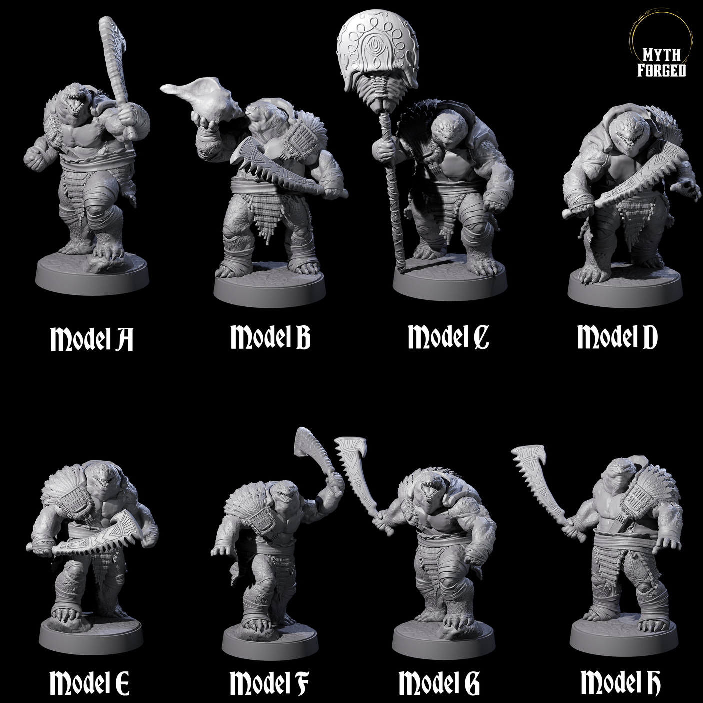 Eight Hulking Skum Brutes Miniature for Dungeons and Dragons, Pathfinder or other TTRPGs