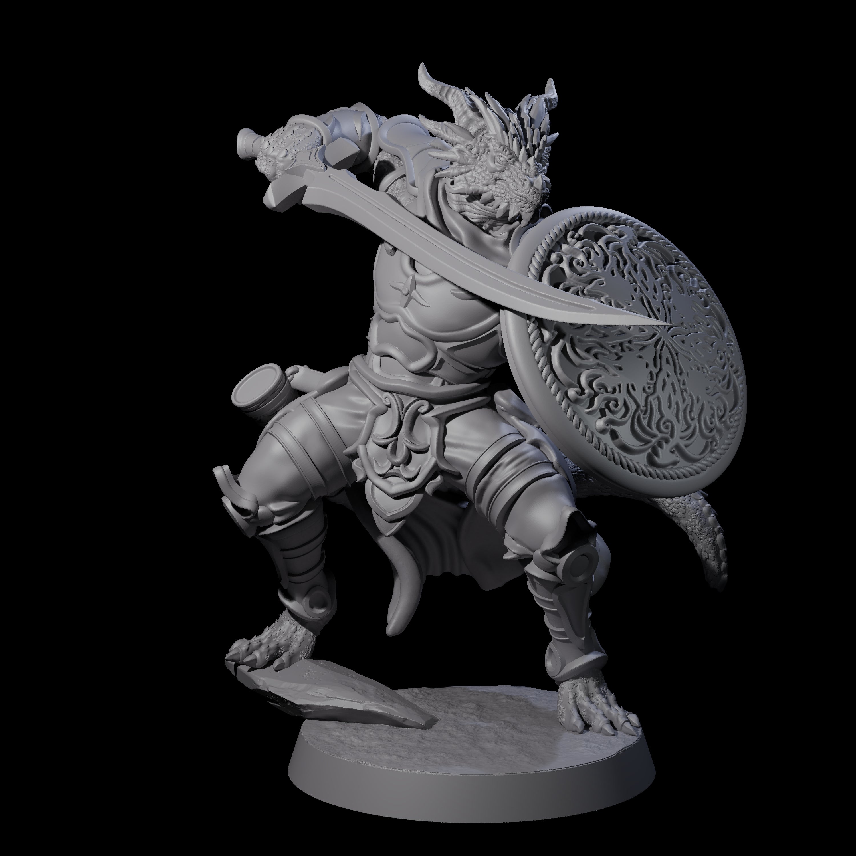 Eight Swinging Dragonborn Flameblades Miniature for Dungeons and Dragons, Pathfinder or other TTRPGs
