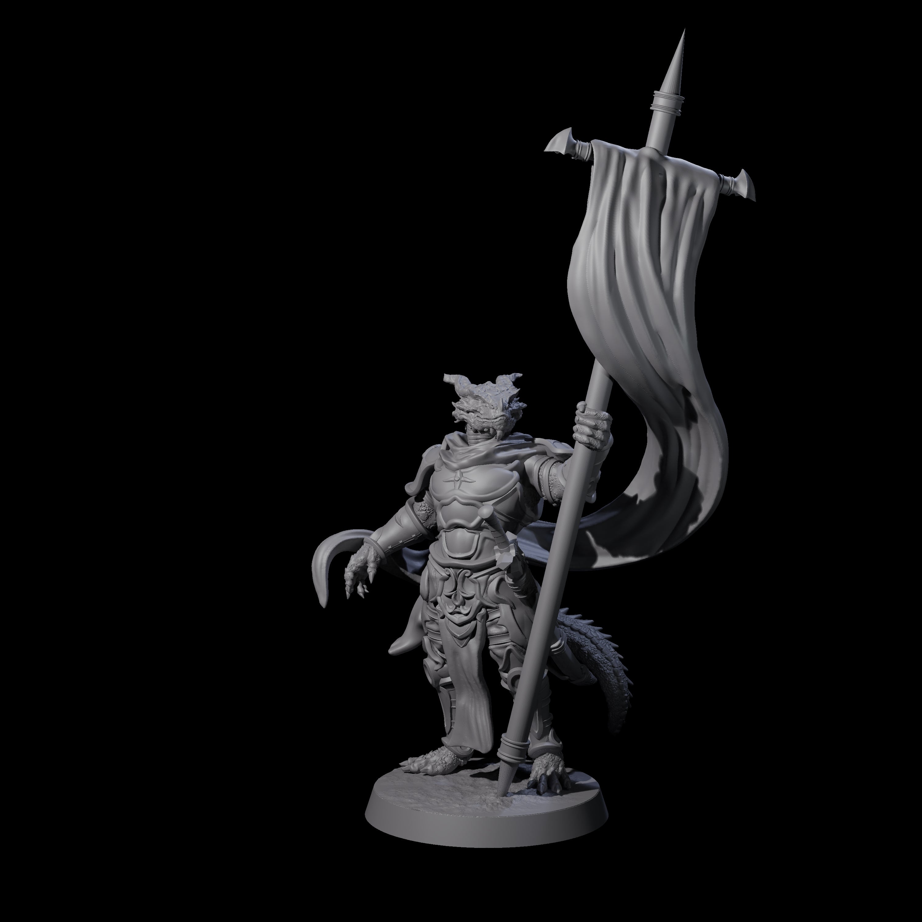 Eight Swinging Dragonborn Flameblades Miniature for Dungeons and Dragons, Pathfinder or other TTRPGs