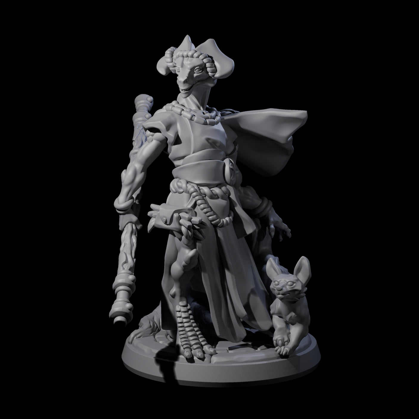 Elegant Dragonborn Druid Miniature for Dungeons and Dragons, Pathfinder or other TTRPGs