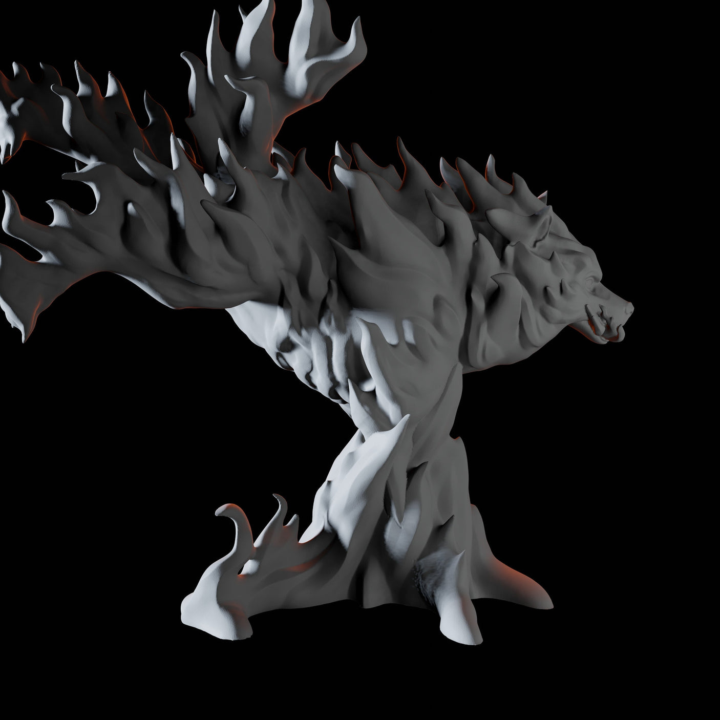Elemental Fire Wolf Miniature for Dungeons and Dragons, Pathfinder or other TTRPGs