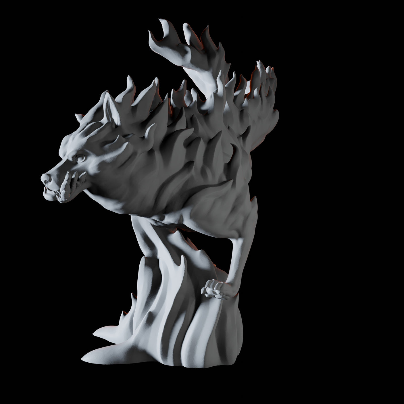 Elemental Fire Wolf Miniature for Dungeons and Dragons, Pathfinder or other TTRPGs