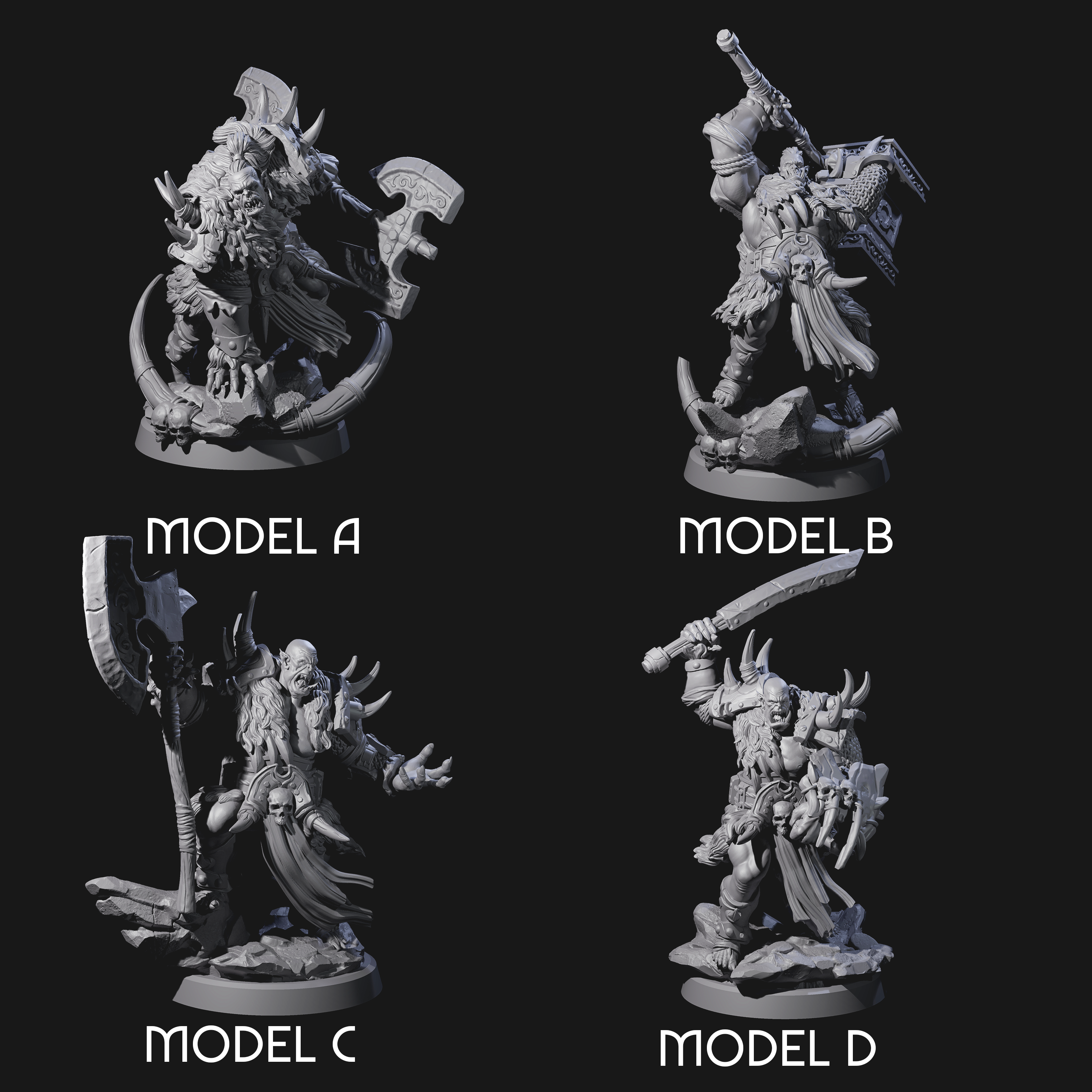 Elite Orc Hit Squad Miniature for Dungeons and Dragons, Pathfinder or other TTRPGs