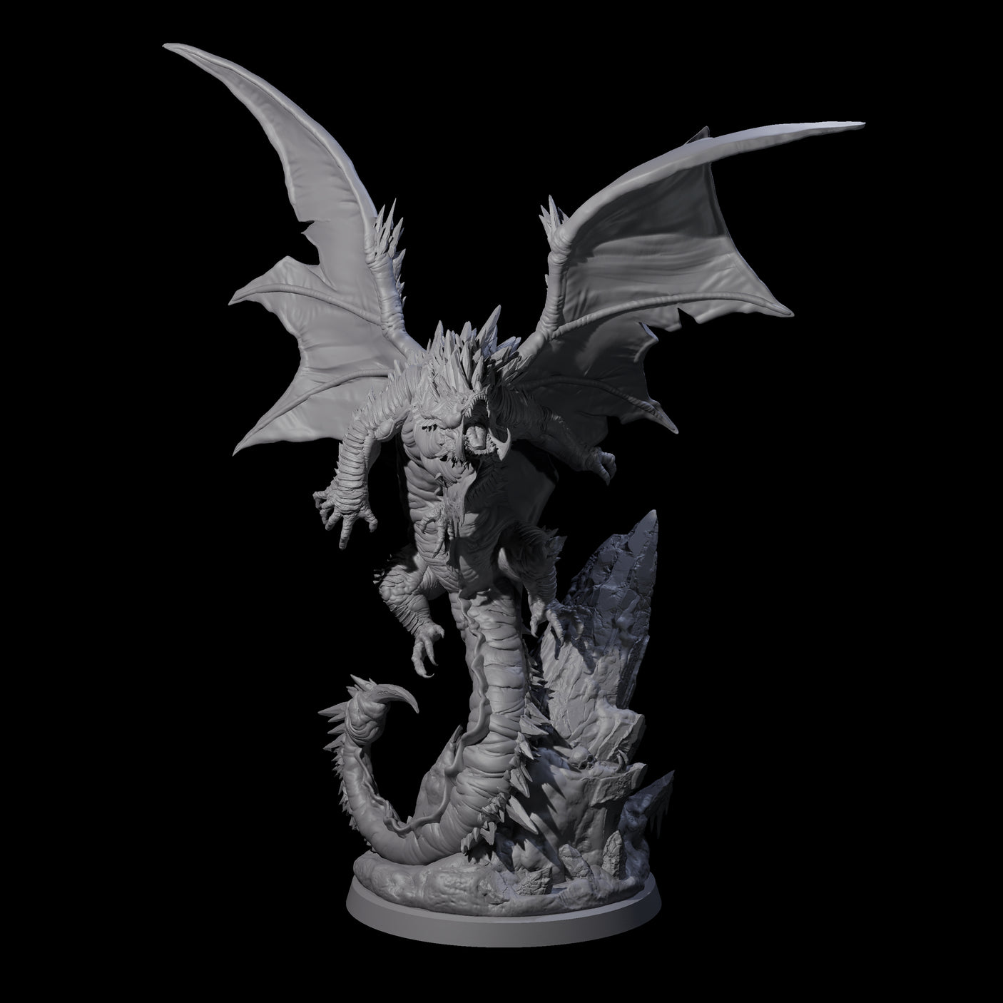Enraged Crouching Dragon Miniature for Dungeons and Dragons, Pathfinder or other TTRPGs