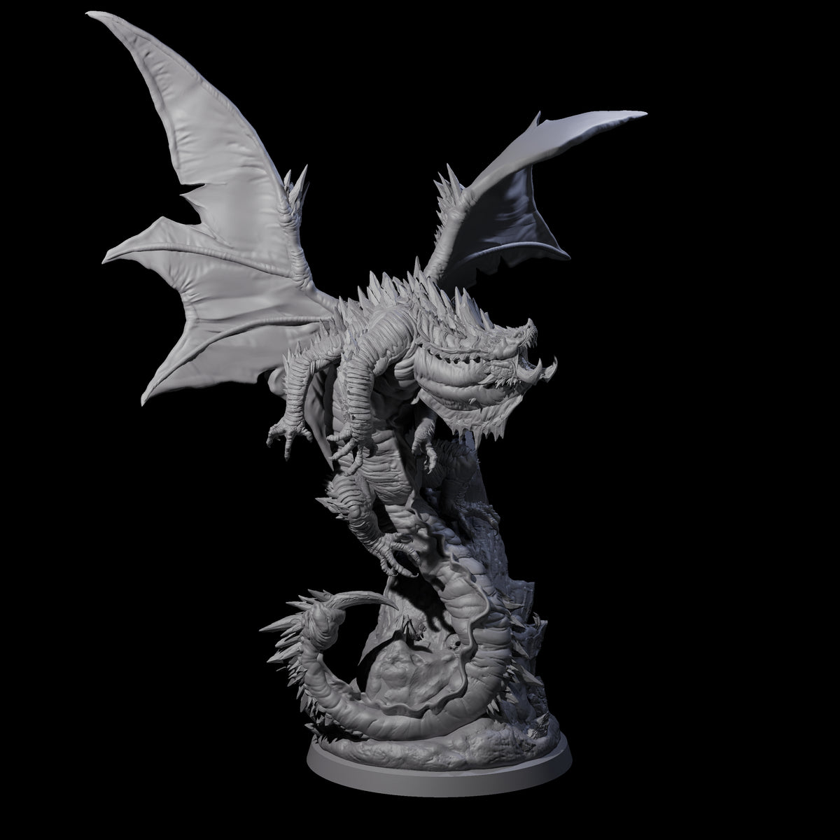 Enraged Crouching Dragon Miniature for Dungeons and Dragons, Pathfinder or other TTRPGs