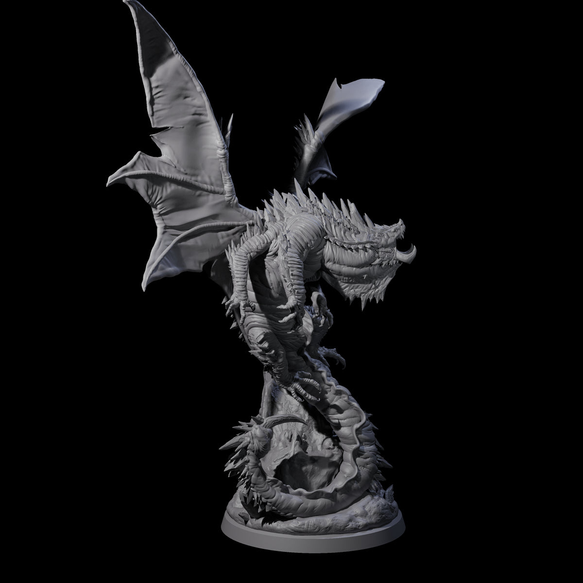 Enraged Crouching Dragon Miniature for Dungeons and Dragons, Pathfinder or other TTRPGs