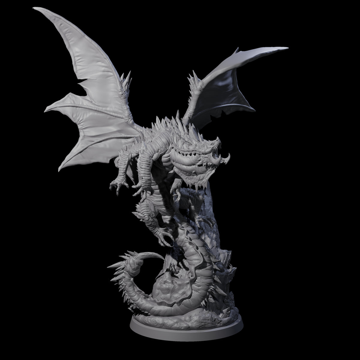 Enraged Crouching Dragon Miniature for Dungeons and Dragons, Pathfinder or other TTRPGs