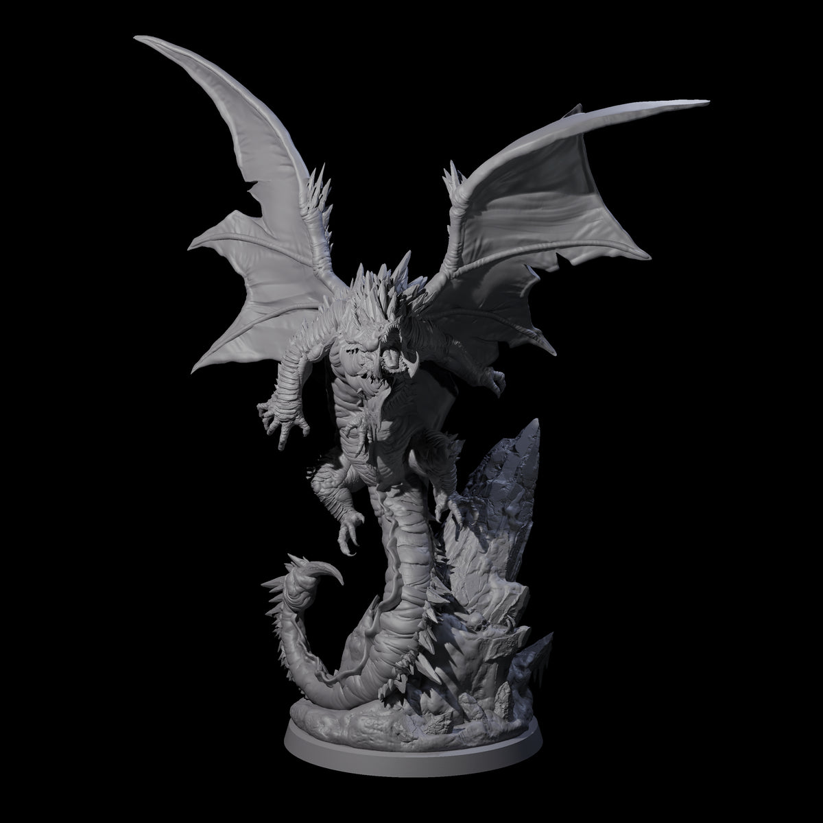 Enraged Crouching Dragon Miniature for Dungeons and Dragons, Pathfinder or other TTRPGs