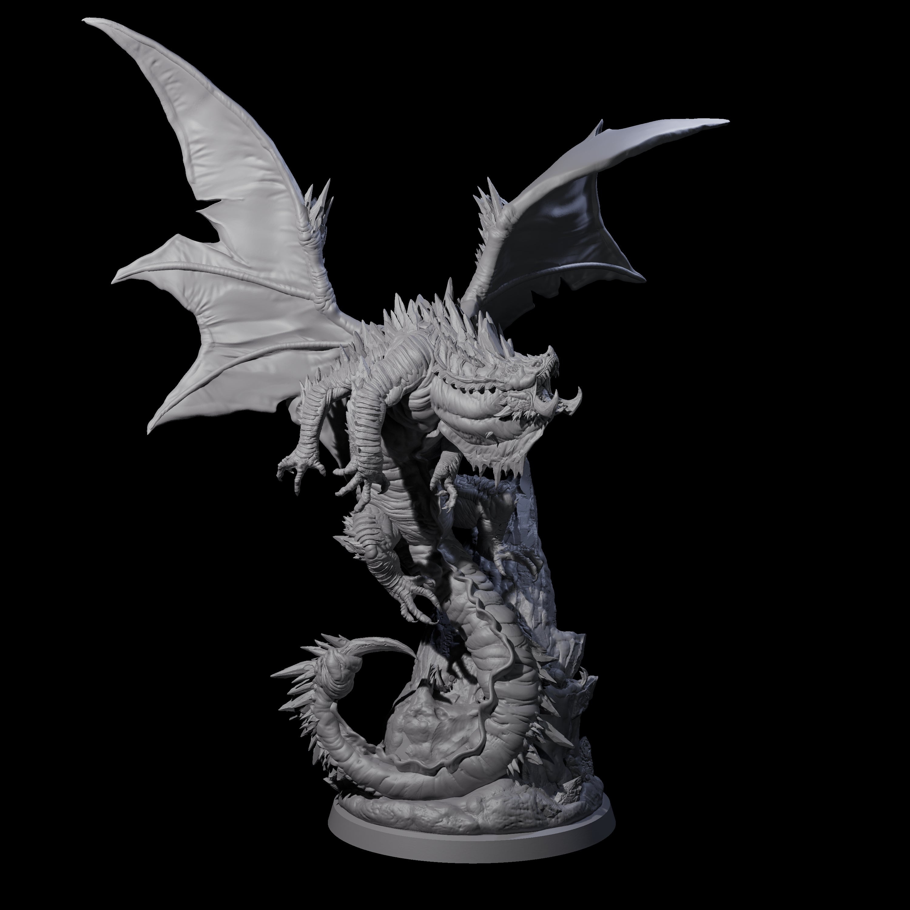 Enraged Crouching Dragon Miniature for Dungeons and Dragons, Pathfinder or other TTRPGs